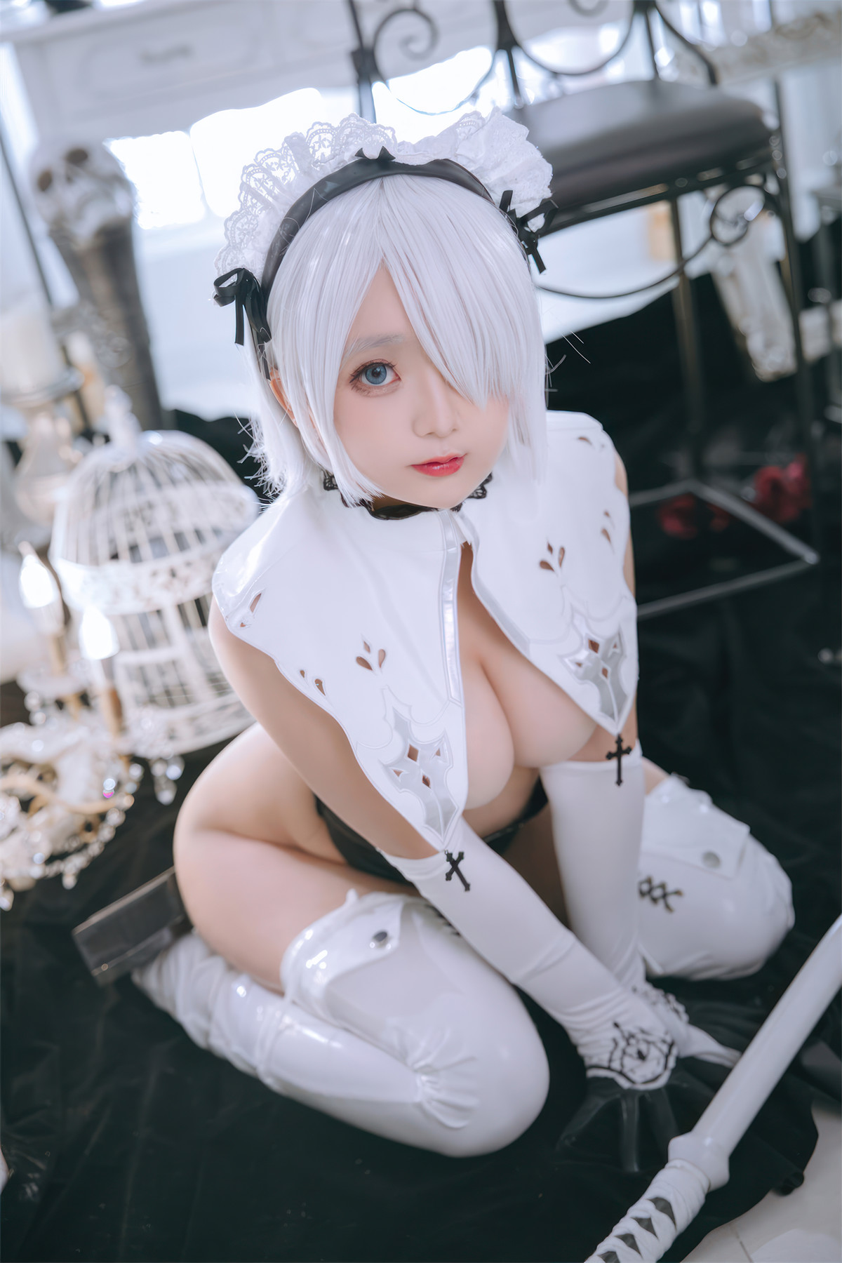 Cosplay Rinaijiao日奈娇 2B奶盖女仆 Set.02