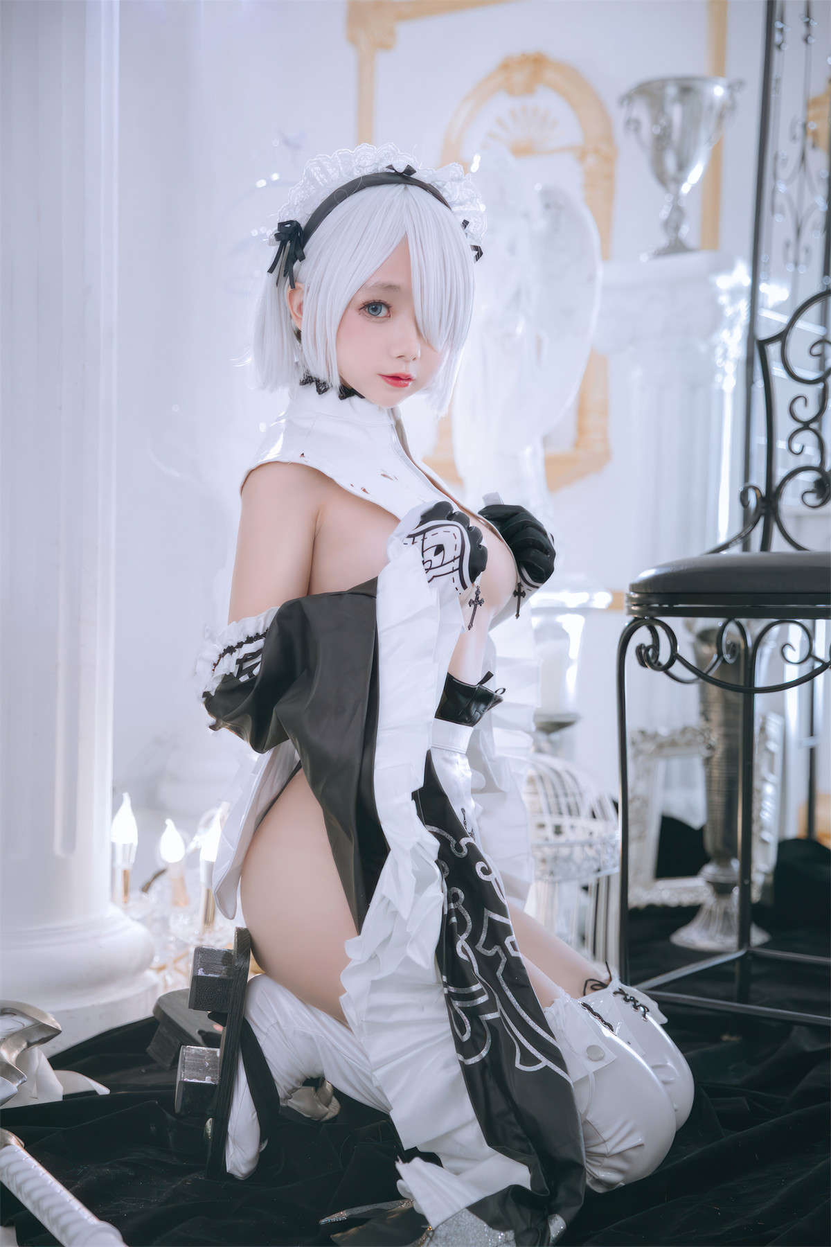 Cosplay Rinaijiao日奈娇 2B奶盖女仆 Set.02