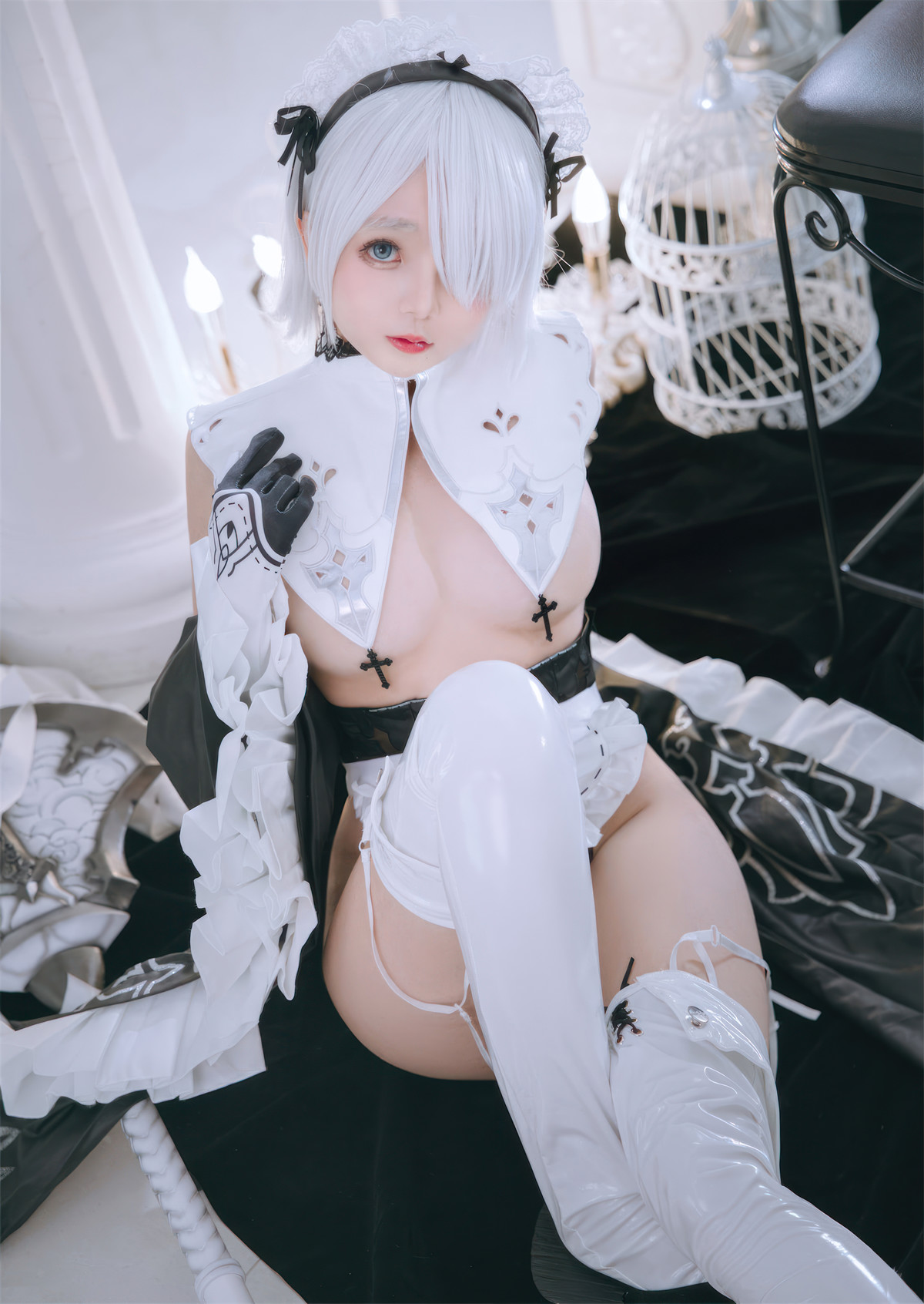 Cosplay Rinaijiao日奈娇 2B奶盖女仆 Set.02