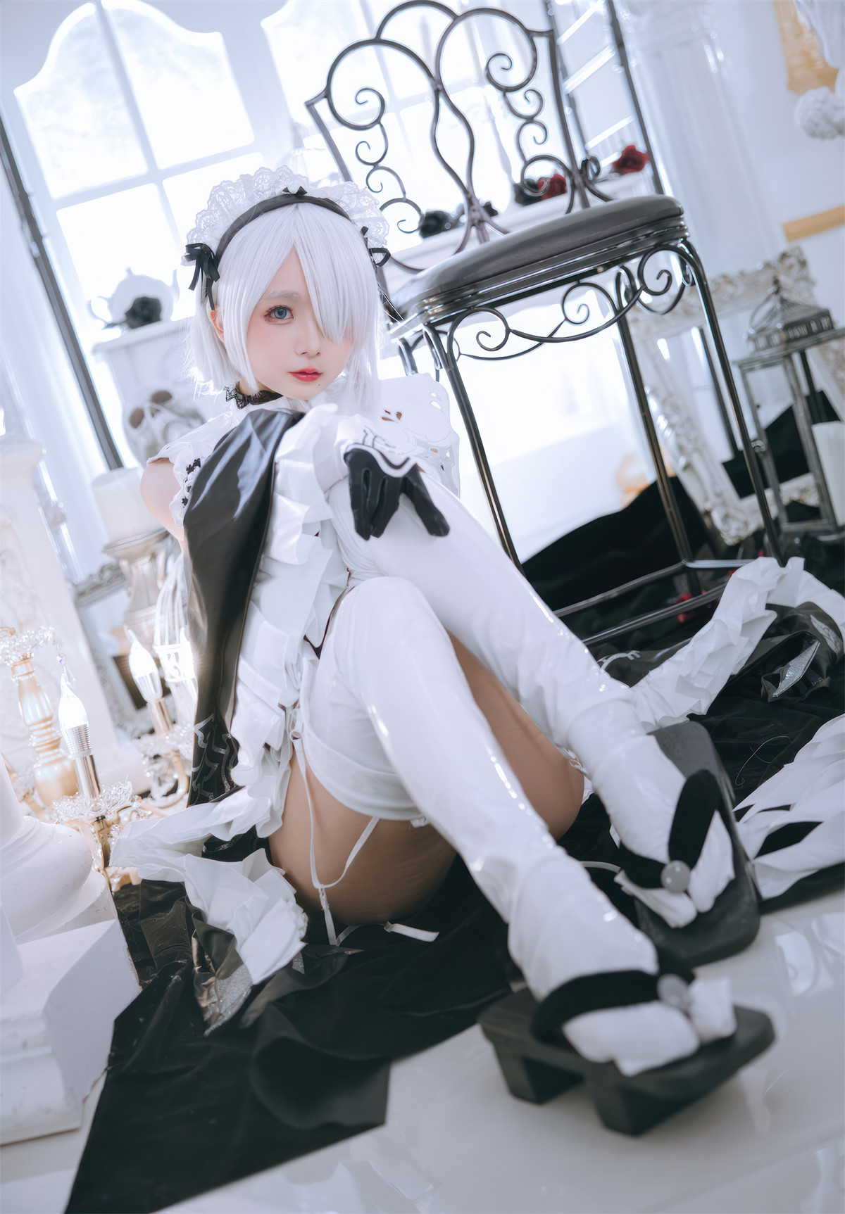 Cosplay Rinaijiao日奈娇 2B奶盖女仆 Set.02