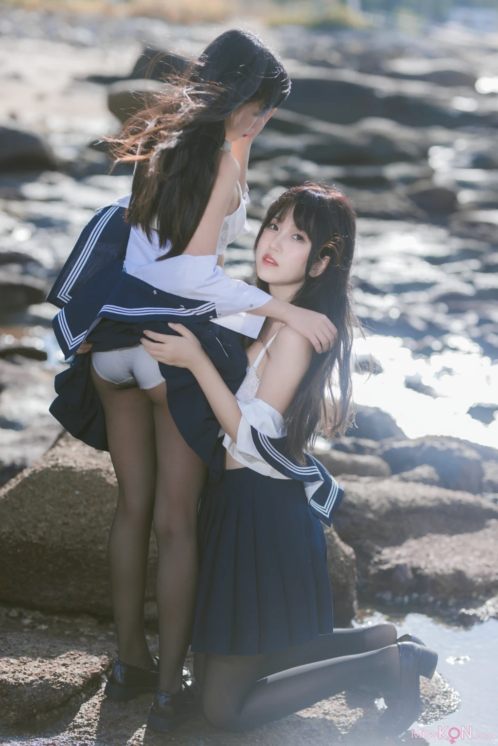 Coser@不呆猫 & 三無人型_ 水手服百合黑丝