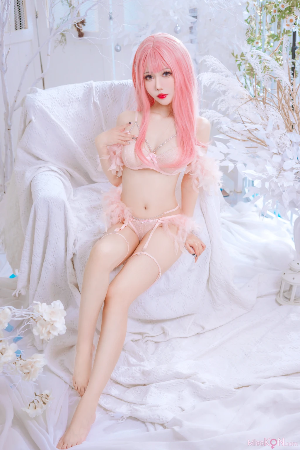 Coser@仙女月_ 粉色内衣