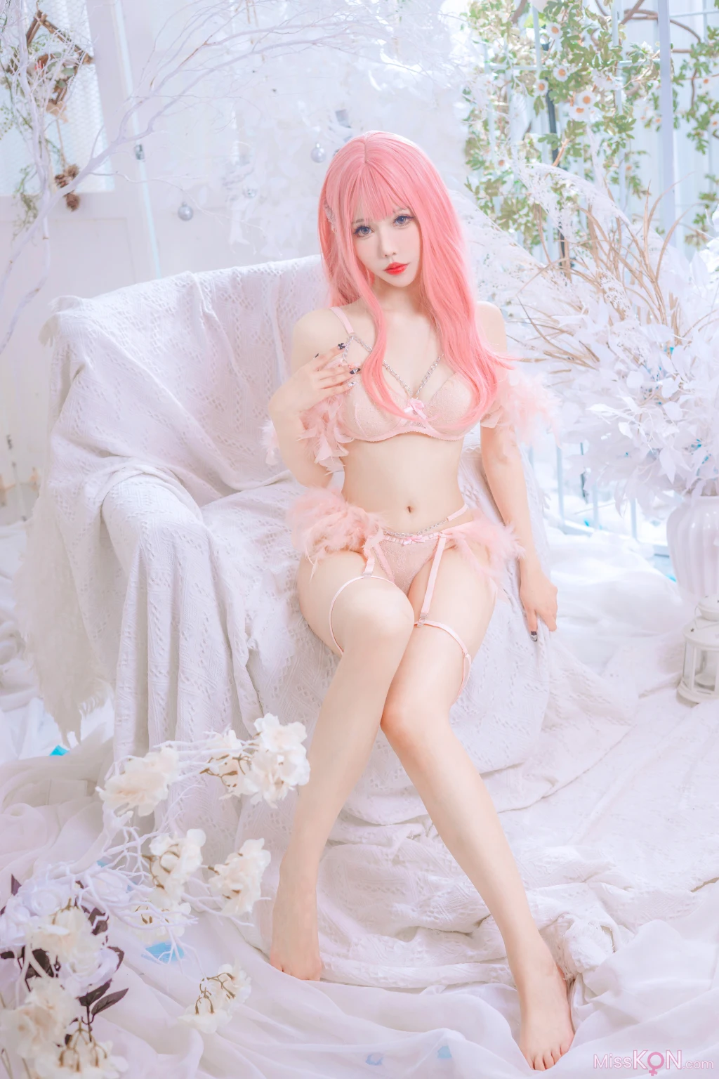 Coser@仙女月_ 粉色内衣