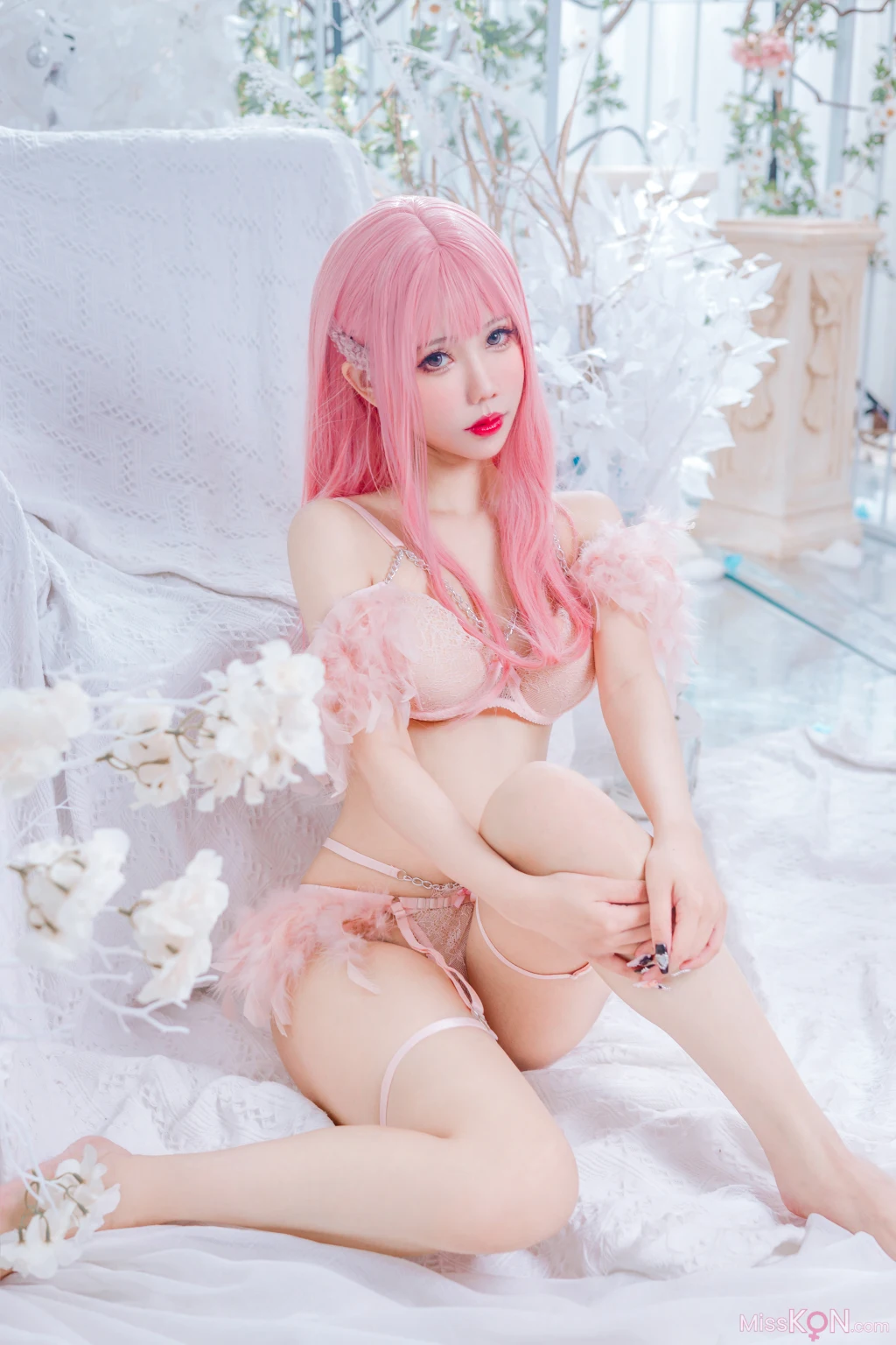 Coser@仙女月_ 粉色内衣