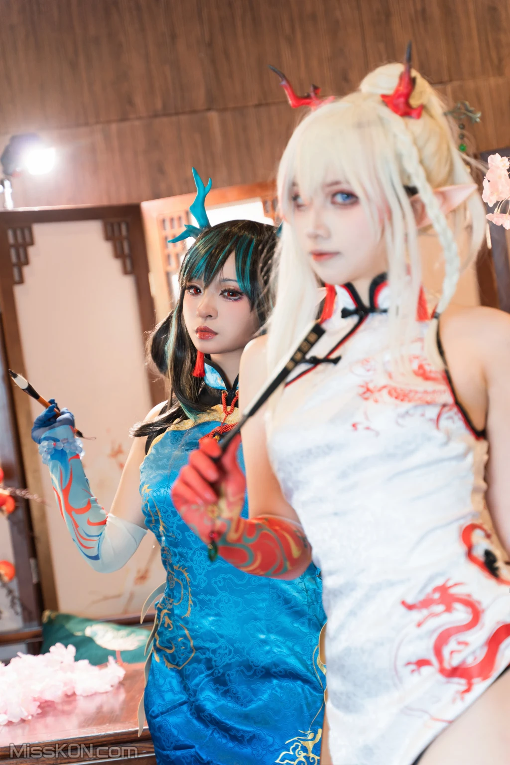 Coser@小和甜酒 & 橙风千雅_ 明日方舟年夕旗袍双人御守