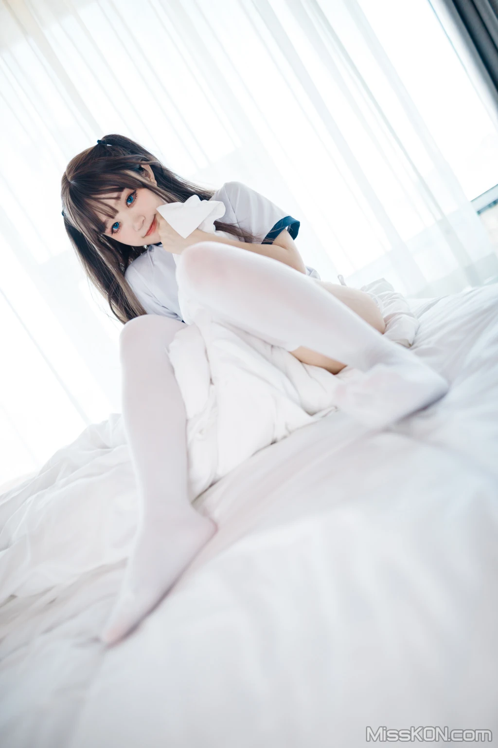 Coser@神沢永莉_ 半双马尾体操服大腿袜