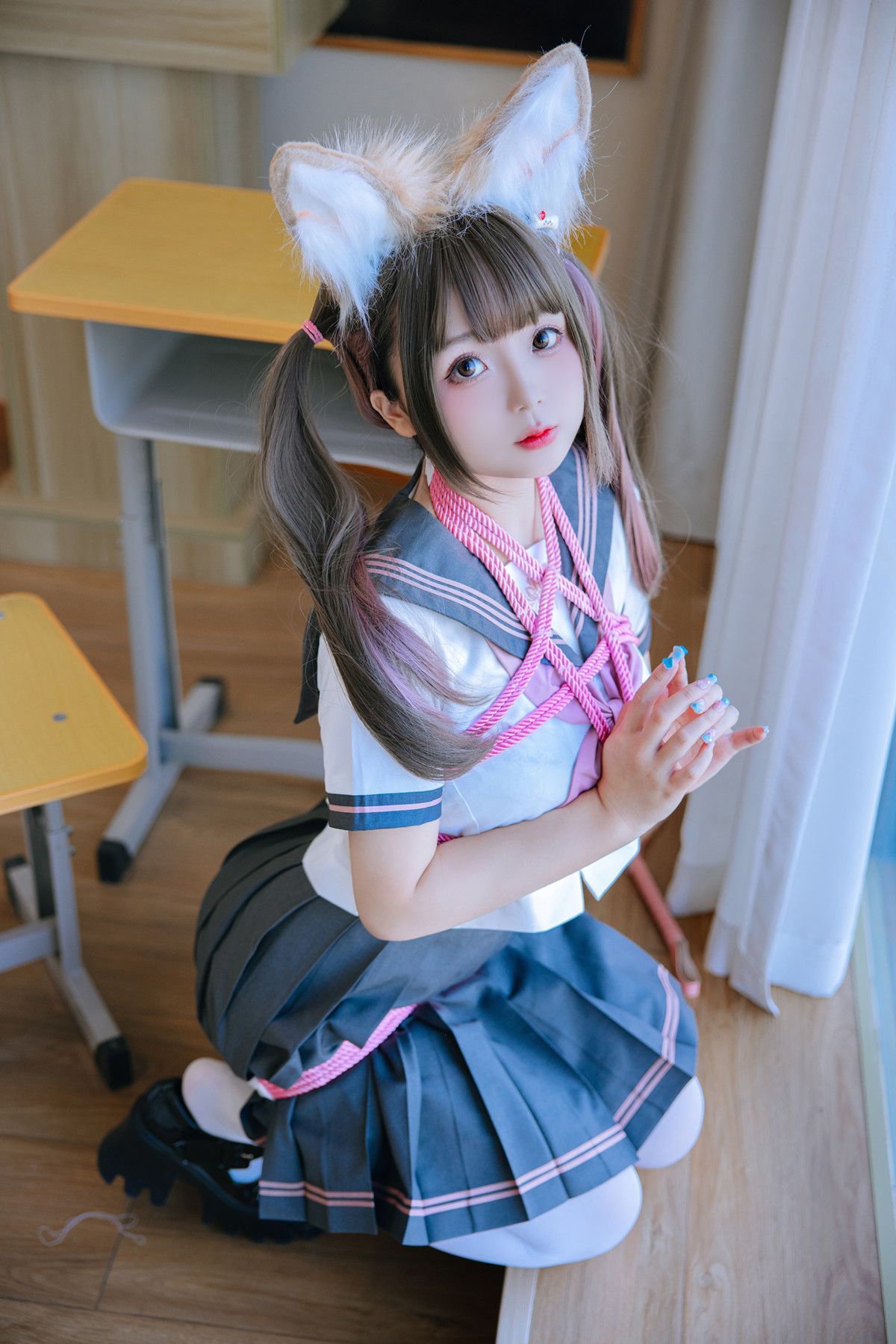 Cosplay Rinaijiao日奈娇 课桌捆绑 Set.01