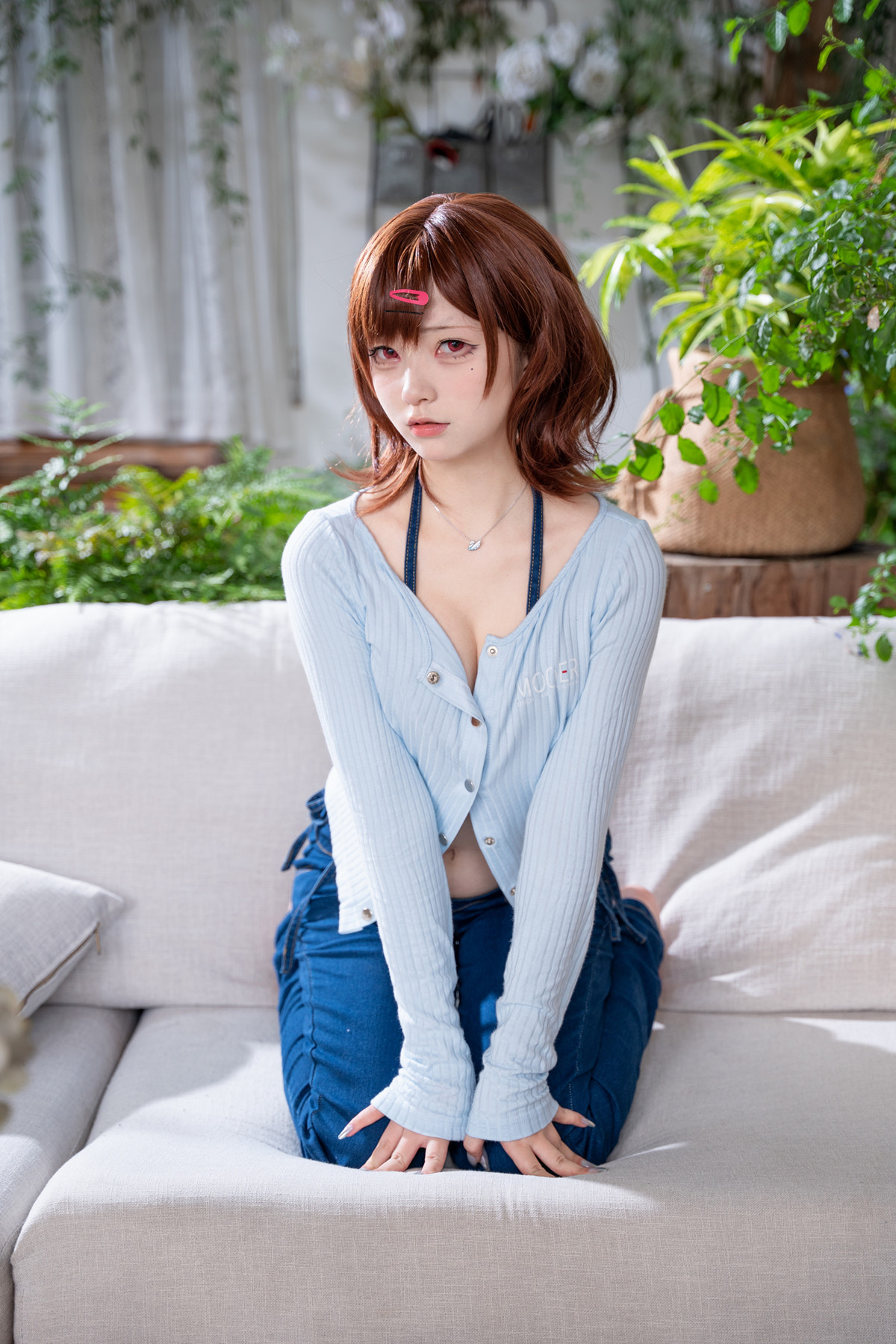 Cosplay 花铃 円香牛仔裤