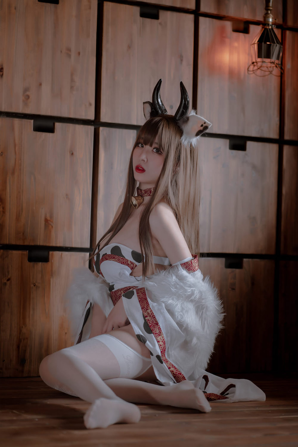 Cosplay 轩萧学姐 牛牛和服 Cow Cow