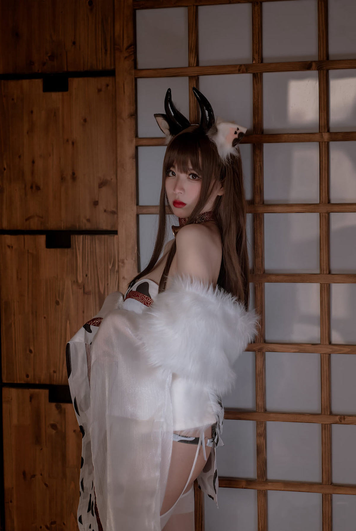 Cosplay 轩萧学姐 牛牛和服 Cow Cow