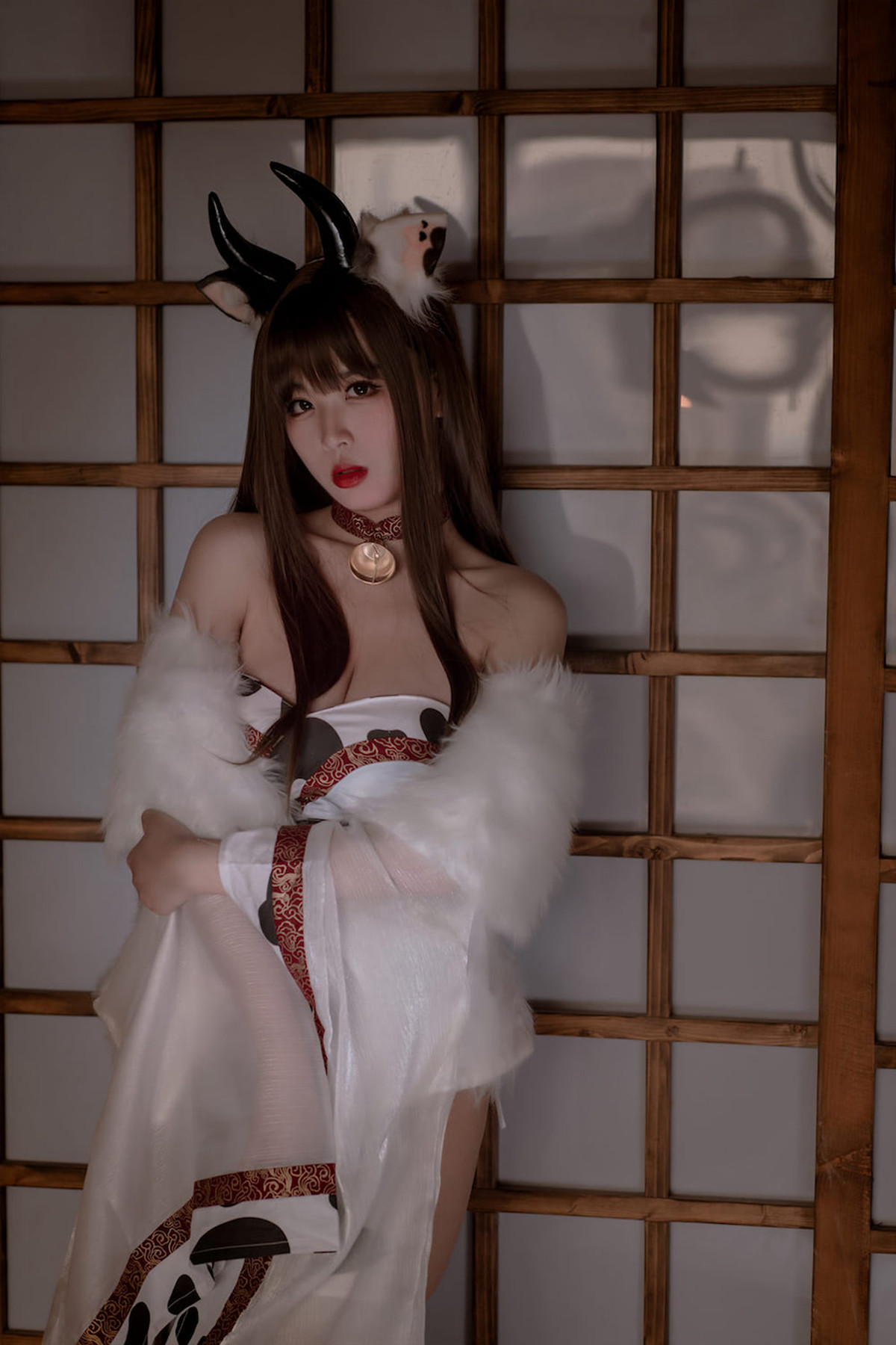 Cosplay 轩萧学姐 牛牛和服 Cow Cow