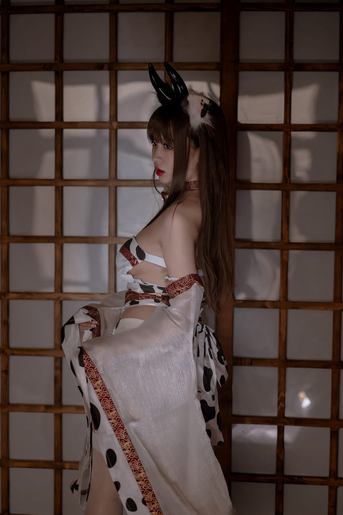 Cosplay 轩萧学姐 牛牛和服 Cow Cow