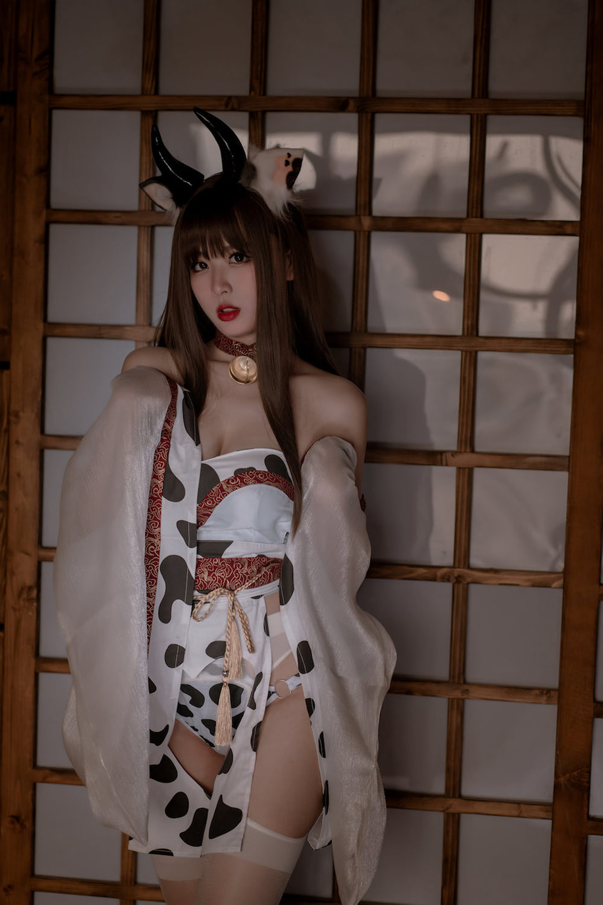 Cosplay 轩萧学姐 牛牛和服 Cow Cow