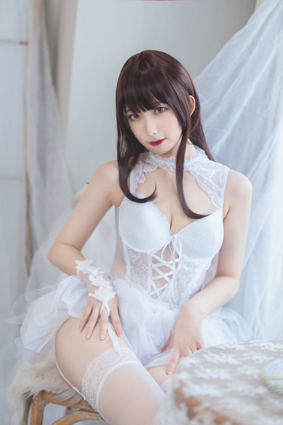 Cosplay 封疆疆v 白色纱裙