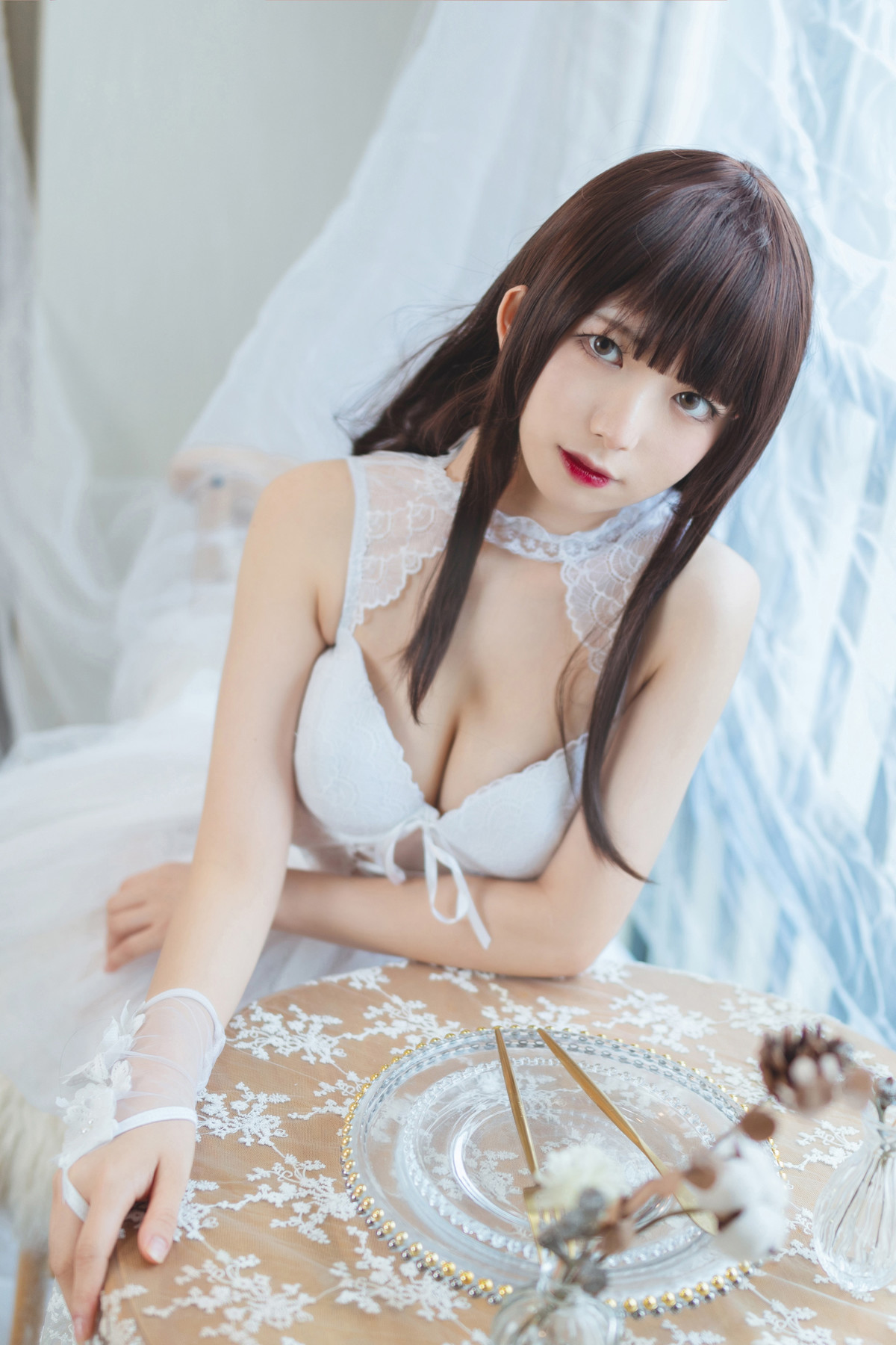 Cosplay 封疆疆v 白色纱裙