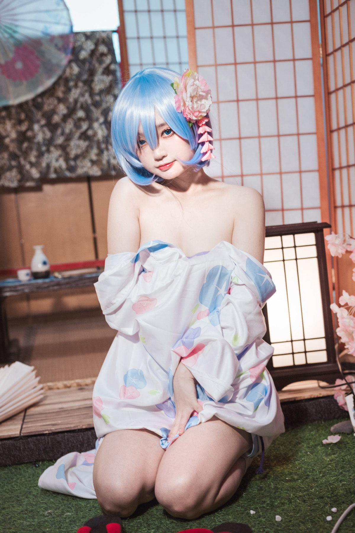 Cosplay 神沢永莉 蕾姆和风 Rem (レム)