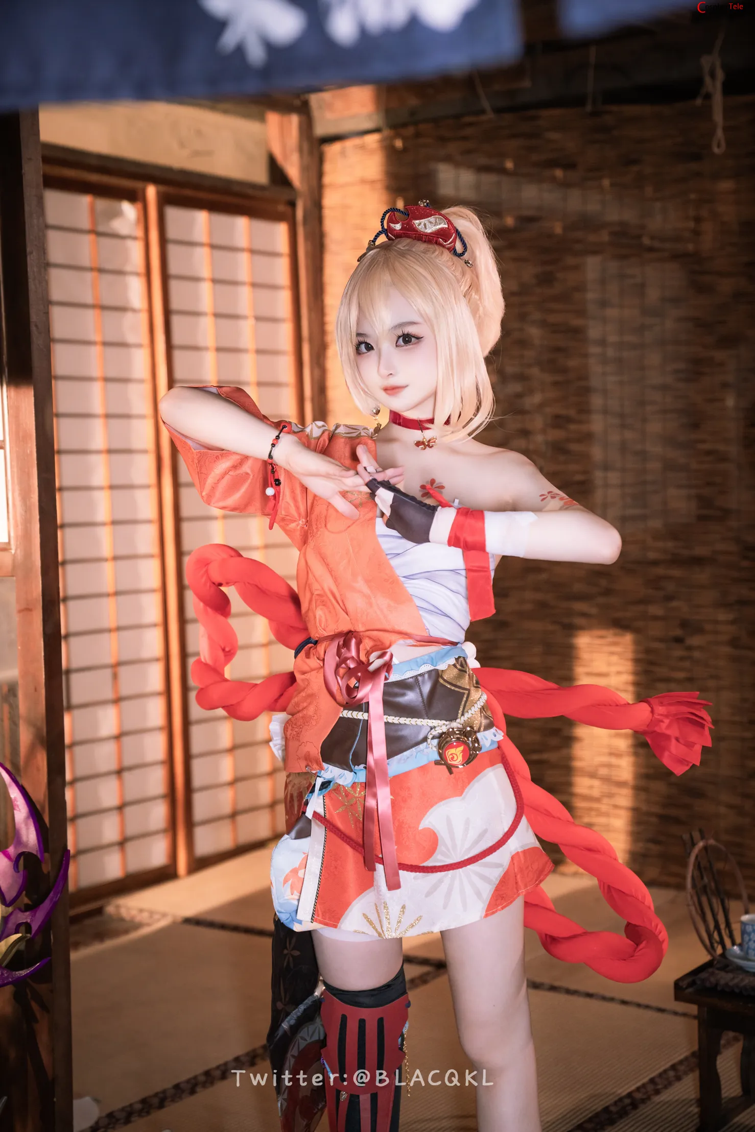 Blacqkl (白莉爱吃巧克力) cosplay Yoimiya – Genshin Impact