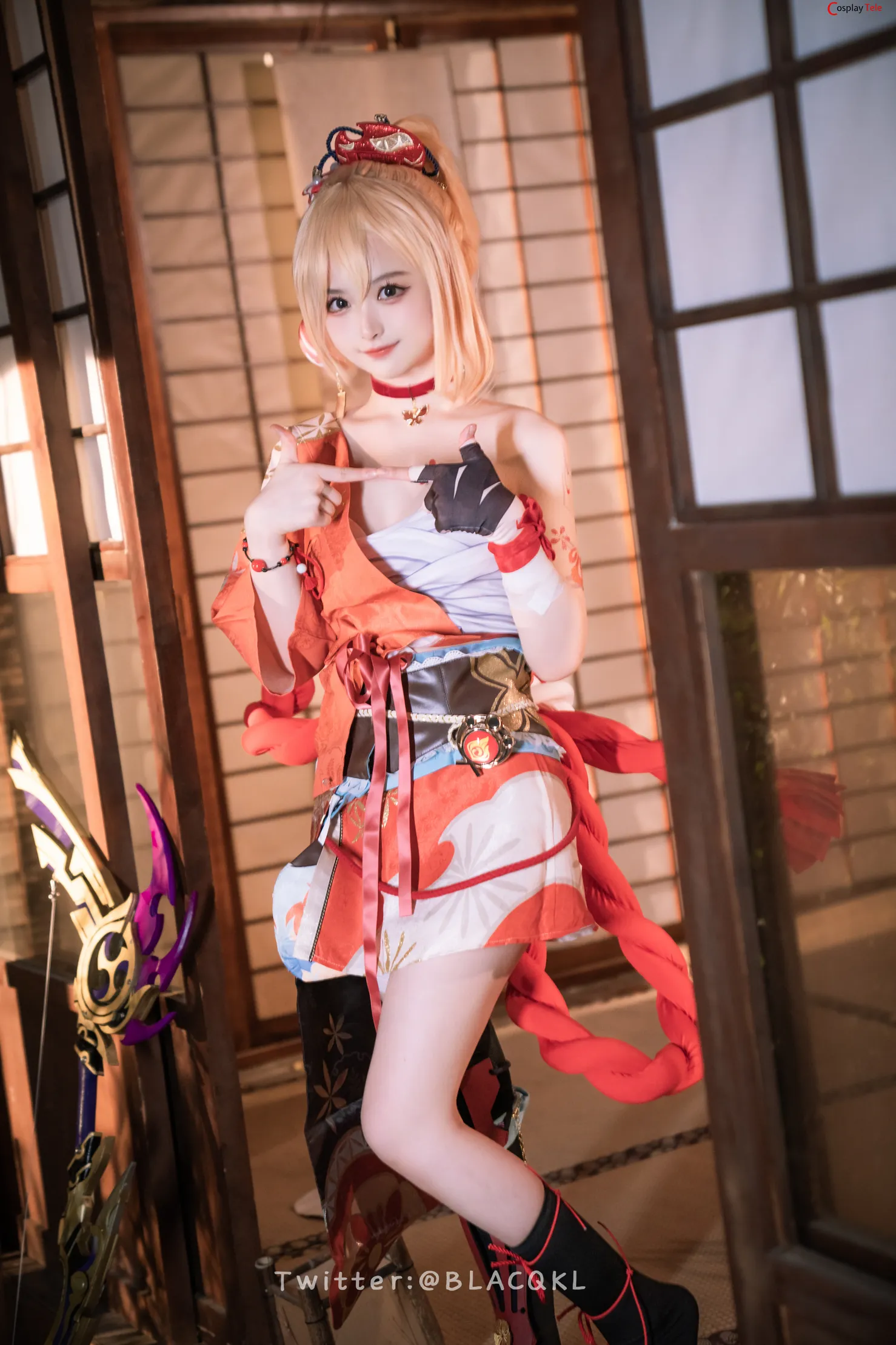 Blacqkl (白莉爱吃巧克力) cosplay Yoimiya – Genshin Impact