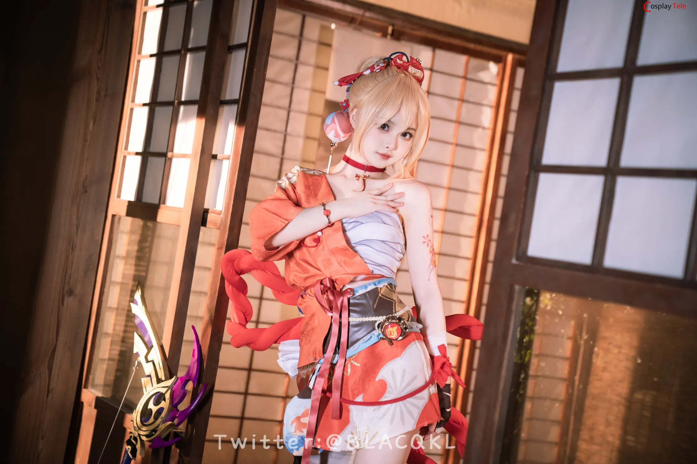 Blacqkl (白莉爱吃巧克力) cosplay Yoimiya – Genshin Impact