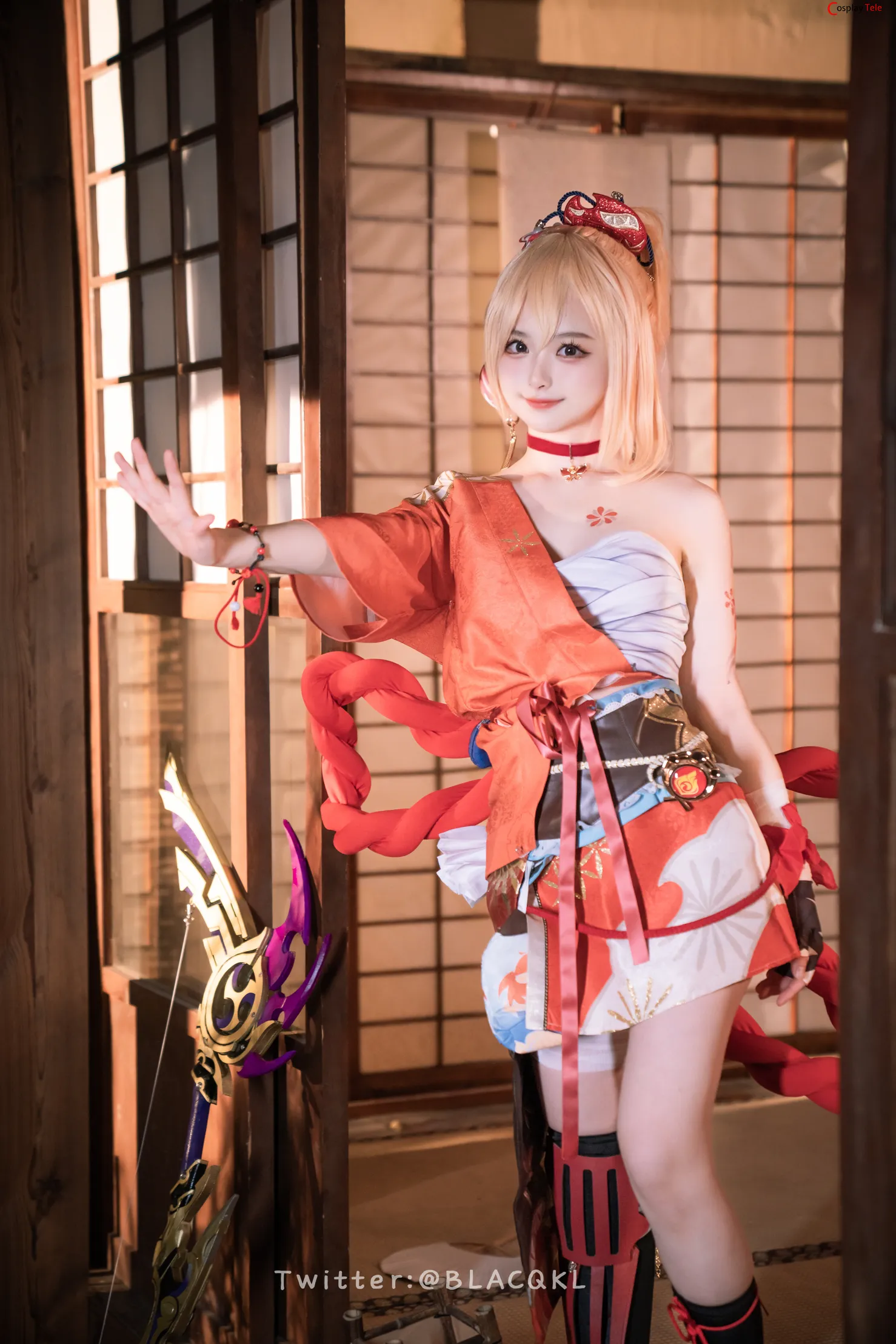 Blacqkl (白莉爱吃巧克力) cosplay Yoimiya – Genshin Impact