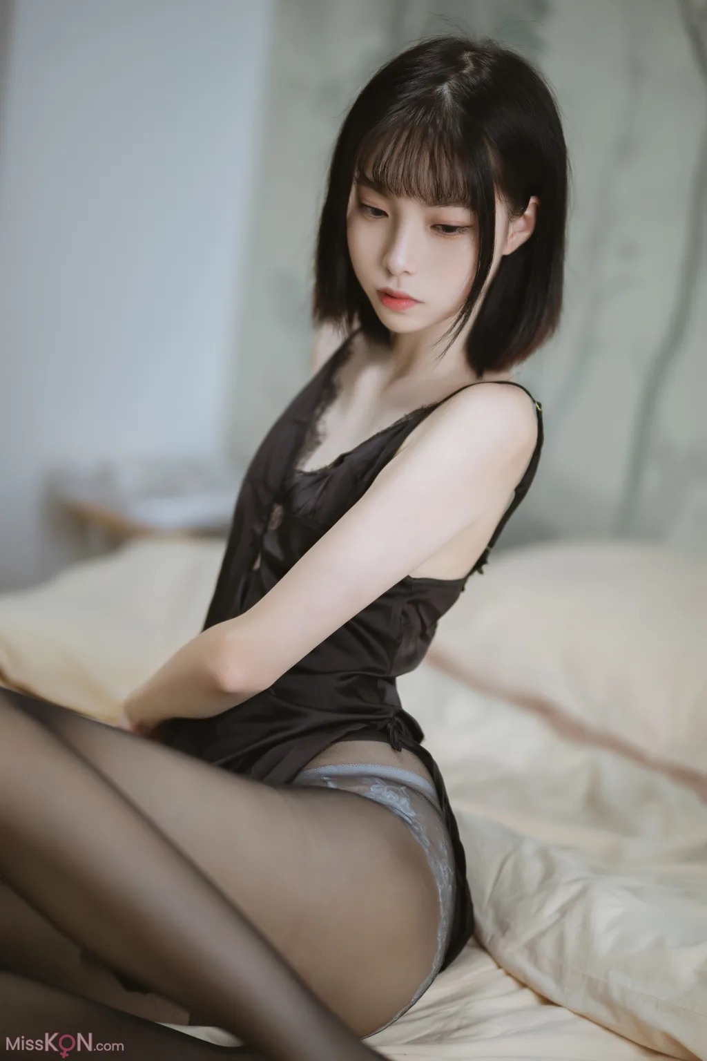 Coser@许岚LAN_ 黑色蕾丝睡衣