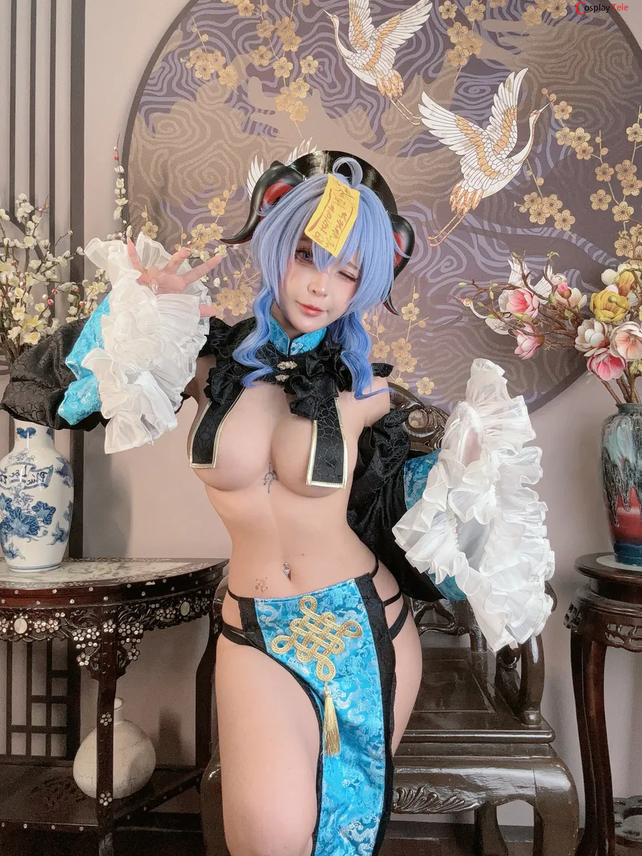 Umeko J cosplay Ganyu Jiangshi – Genshin Impact