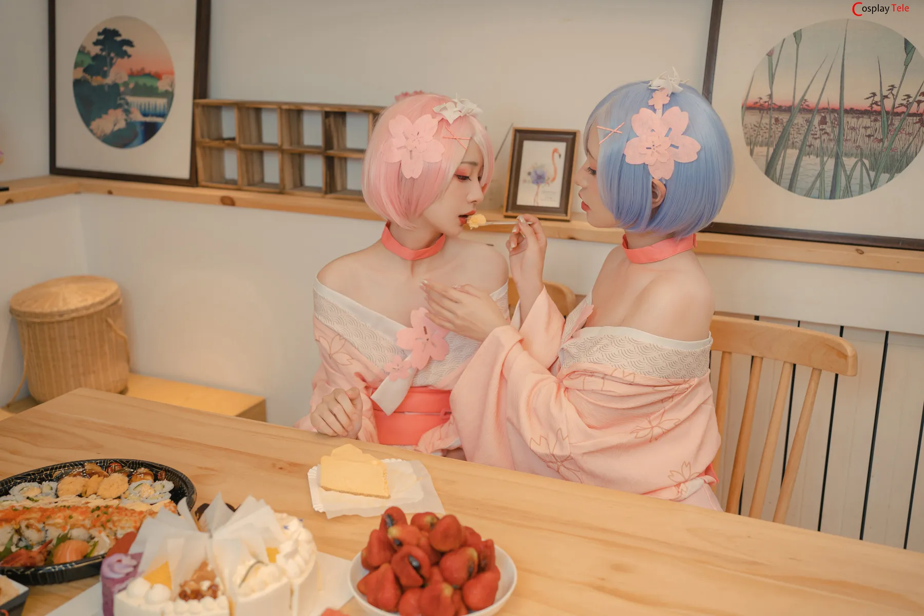 Nekokoyoshi (爆机少女喵小吉) and 金鱼Kinngyo cosplay Rem and Ram – Re_Zero – Part 2