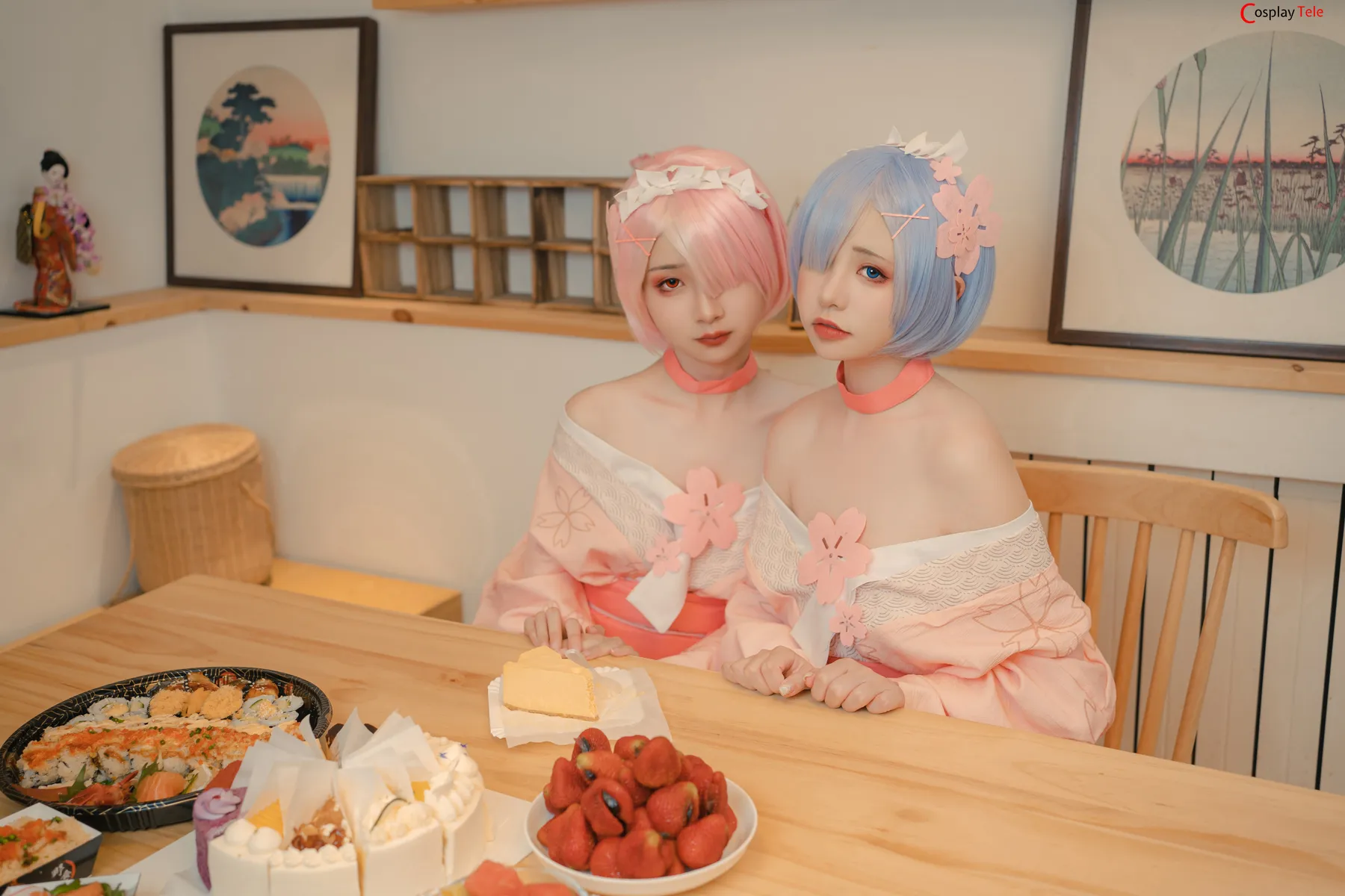 Nekokoyoshi (爆机少女喵小吉) and 金鱼Kinngyo cosplay Rem and Ram – Re_Zero – Part 2