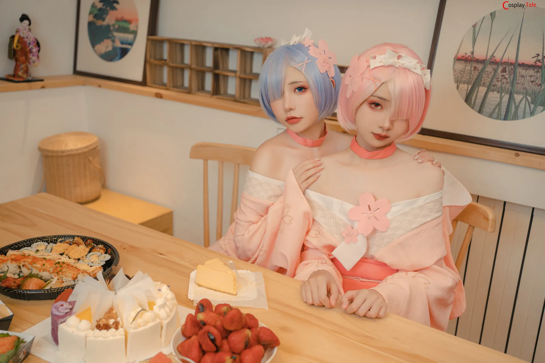 Nekokoyoshi (爆机少女喵小吉) and 金鱼Kinngyo cosplay Rem and Ram – Re_Zero – Part 2