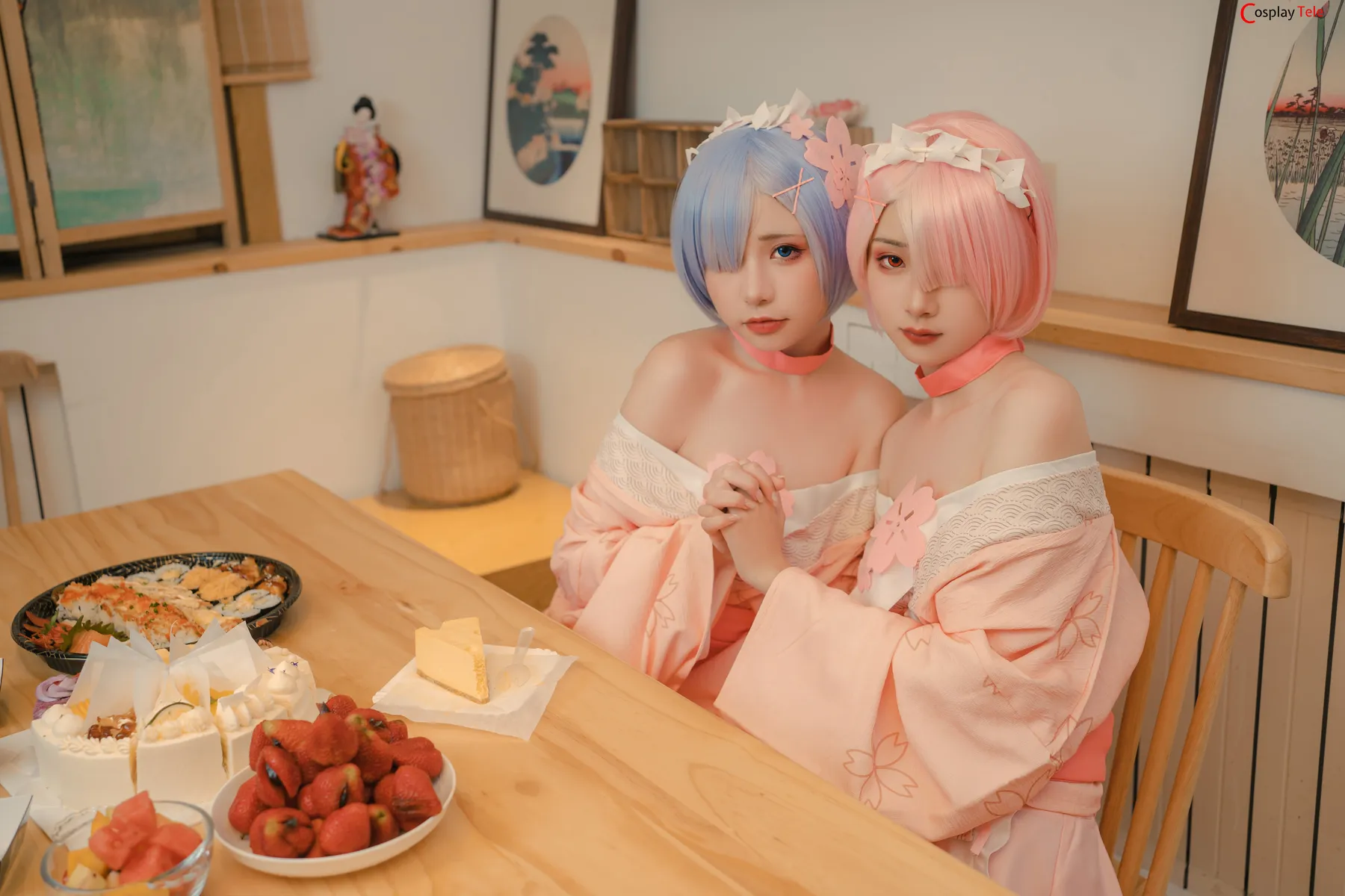 Nekokoyoshi (爆机少女喵小吉) and 金鱼Kinngyo cosplay Rem and Ram – Re_Zero – Part 2