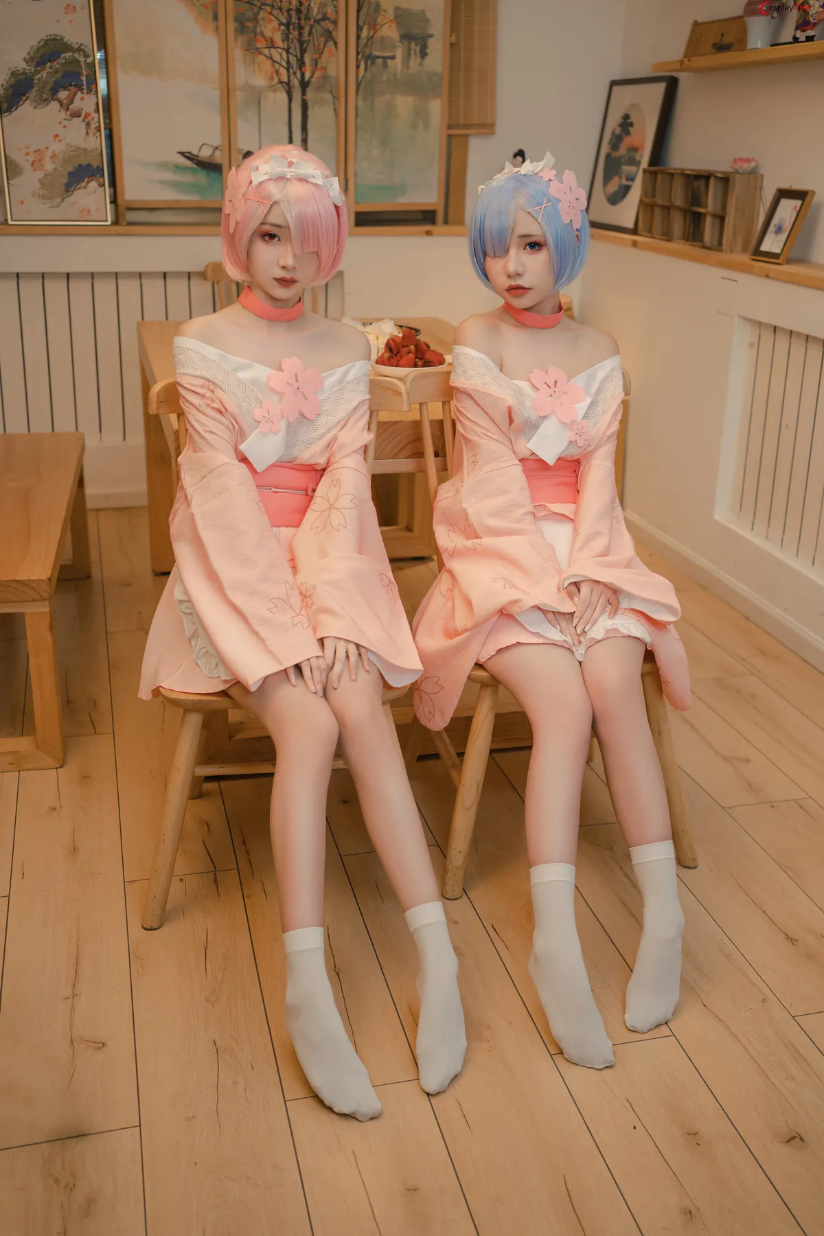 Nekokoyoshi (爆机少女喵小吉) and 金鱼Kinngyo cosplay Rem and Ram – Re_Zero – Part 2