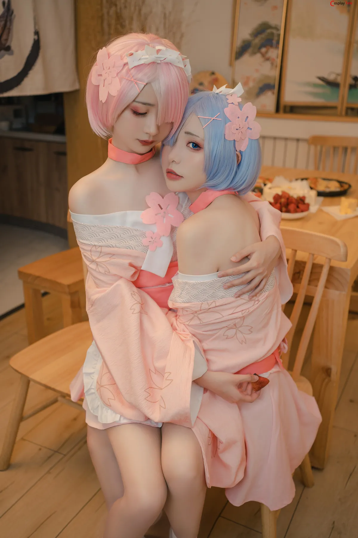 Nekokoyoshi (爆机少女喵小吉) and 金鱼Kinngyo cosplay Rem and Ram – Re_Zero – Part 2