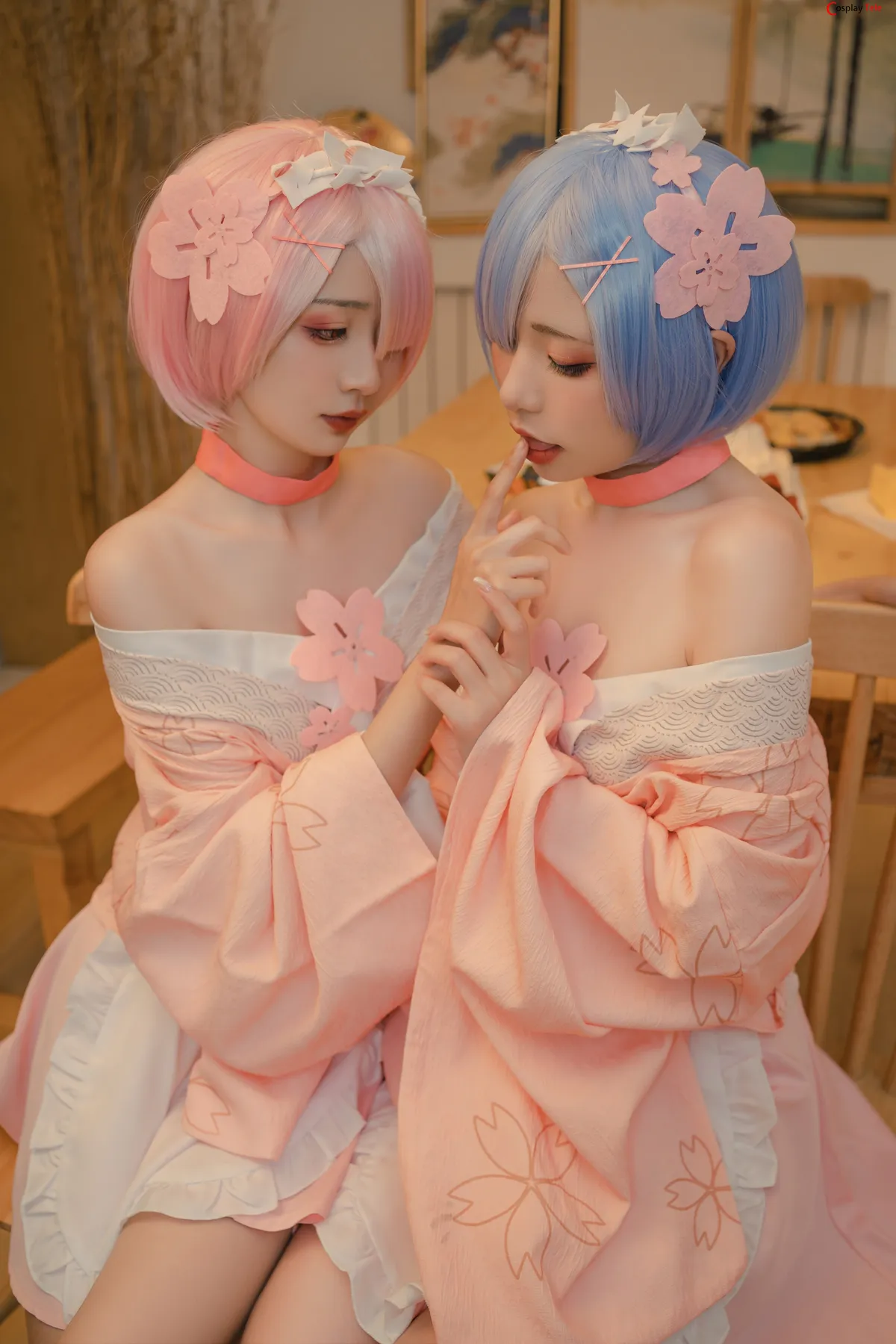 Nekokoyoshi (爆机少女喵小吉) and 金鱼Kinngyo cosplay Rem and Ram – Re_Zero – Part 2