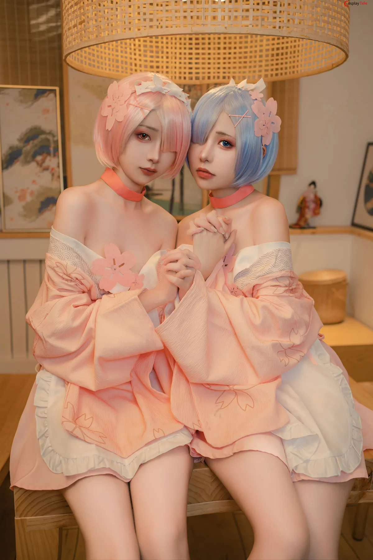 Nekokoyoshi (爆机少女喵小吉) and 金鱼Kinngyo cosplay Rem and Ram – Re_Zero – Part 2