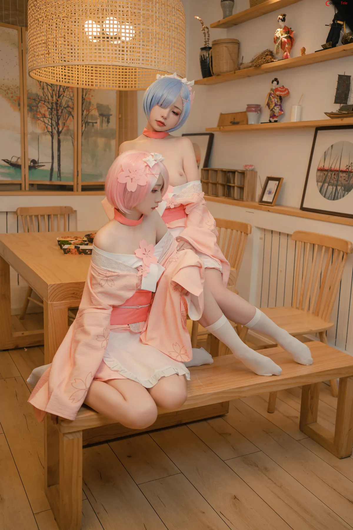 Nekokoyoshi (爆机少女喵小吉) and 金鱼Kinngyo cosplay Rem and Ram – Re_Zero – Part 2