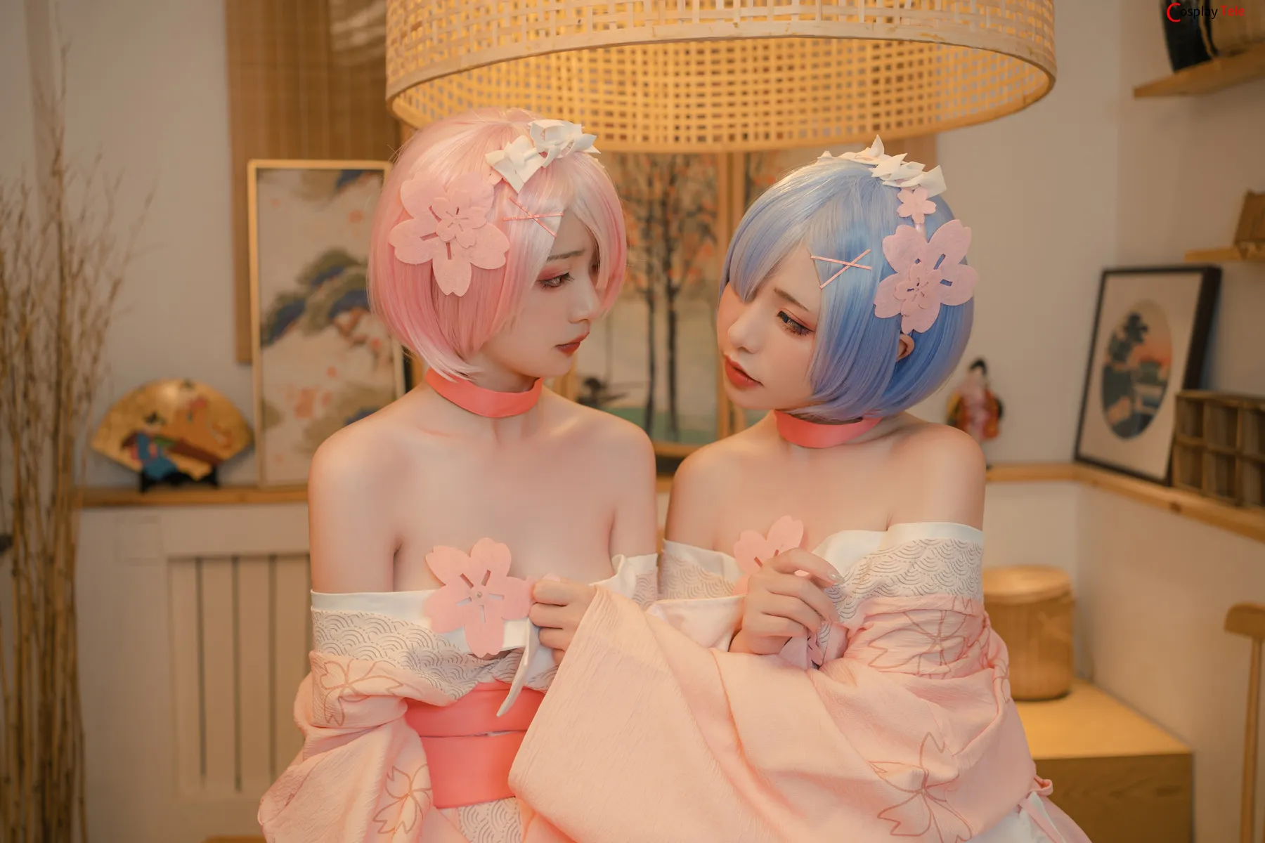 Nekokoyoshi (爆机少女喵小吉) and 金鱼Kinngyo cosplay Rem and Ram – Re_Zero – Part 2