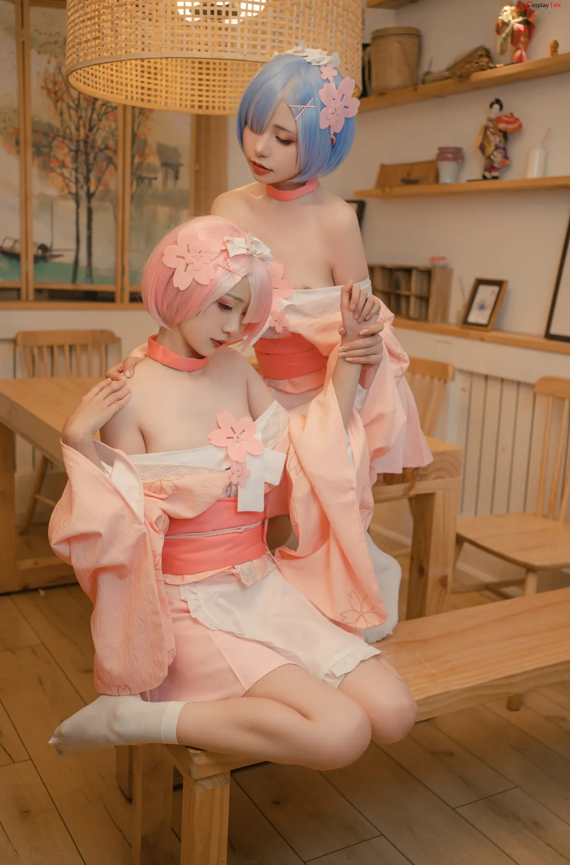 Nekokoyoshi (爆机少女喵小吉) and 金鱼Kinngyo cosplay Rem and Ram – Re_Zero – Part 2