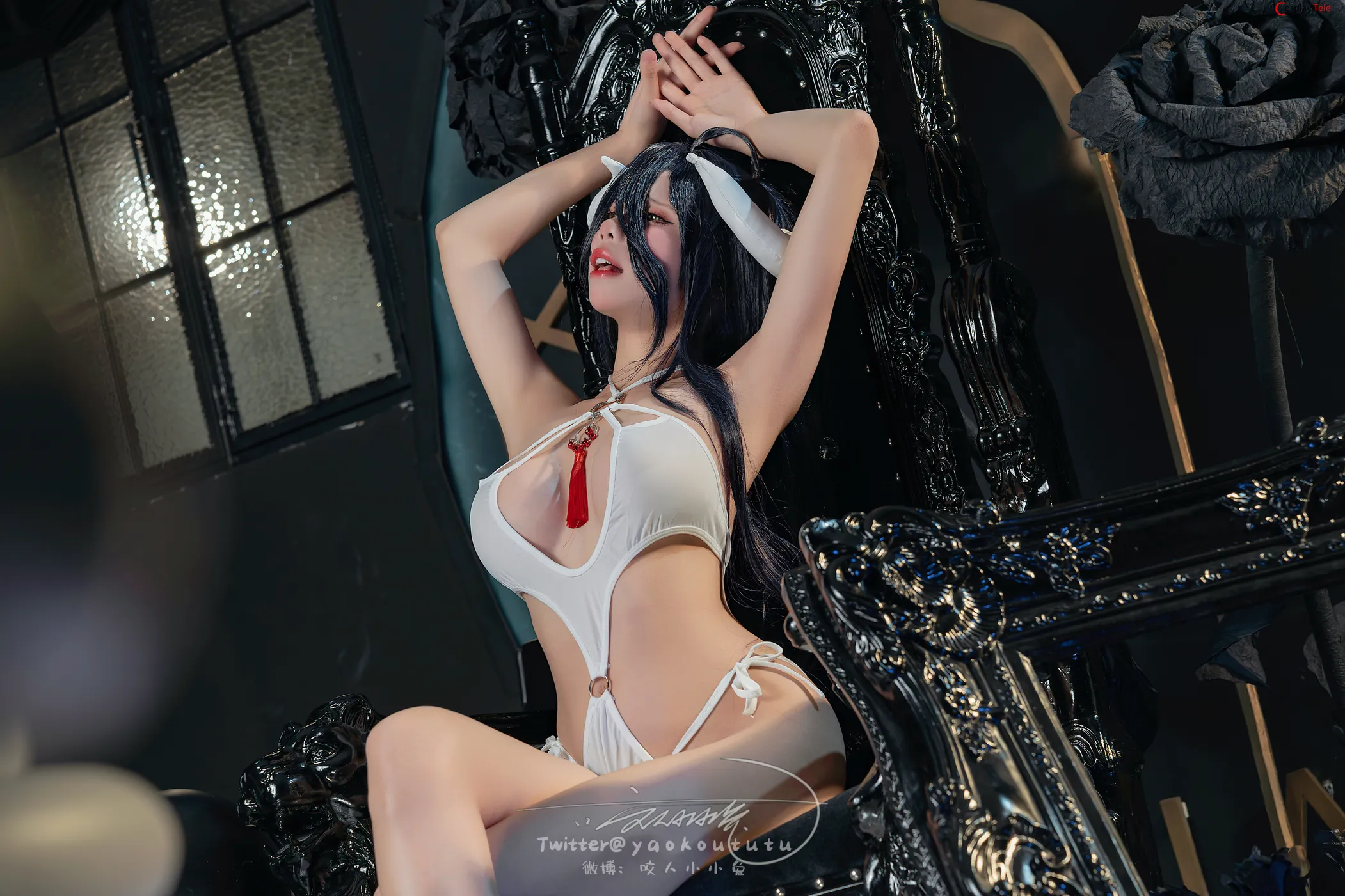 咬一口兔娘ovo (Yaokoututu) cosplay Albedo Succubus – Overlord 22 咬一口兔娘ovo (Yaokoututu) cosplay Albedo Succubus – Overlord
