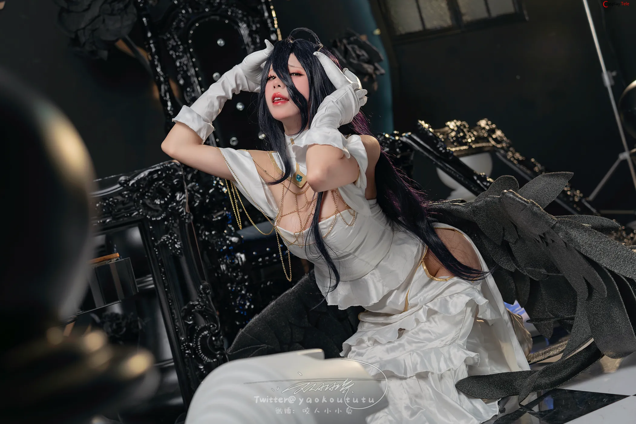 咬一口兔娘ovo (Yaokoututu) cosplay Albedo Succubus – Overlord 32 咬一口兔娘ovo (Yaokoututu) cosplay Albedo Succubus – Overlord