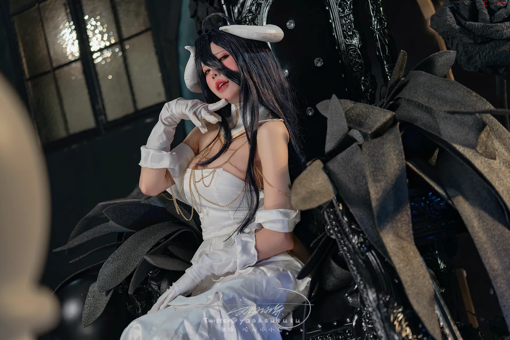 咬一口兔娘ovo (Yaokoututu) cosplay Albedo Succubus – Overlord 45 咬一口兔娘ovo (Yaokoututu) cosplay Albedo Succubus – Overlord