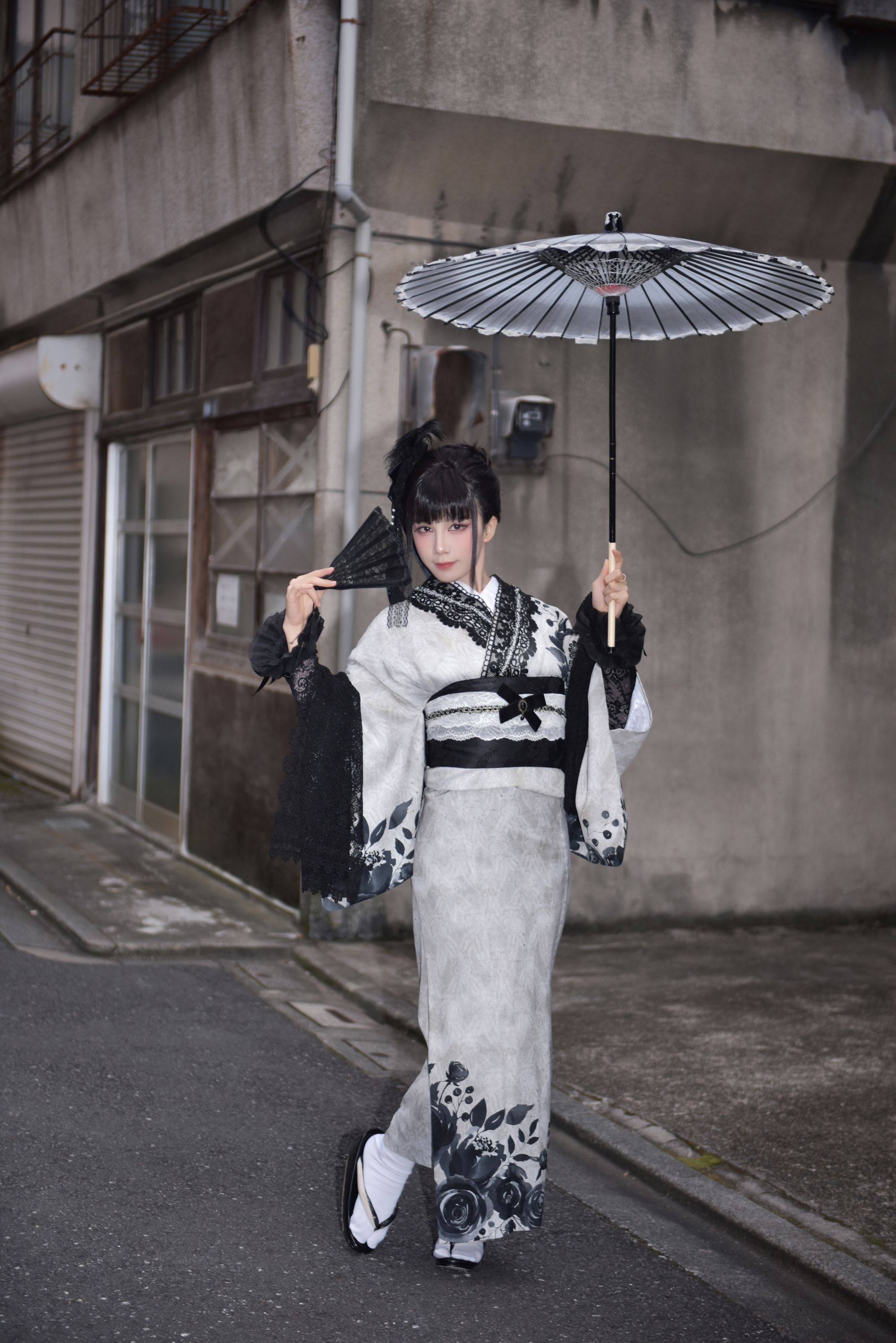 [Cosplay] 水淼aqua - Black Lace Kimono&Lingerie