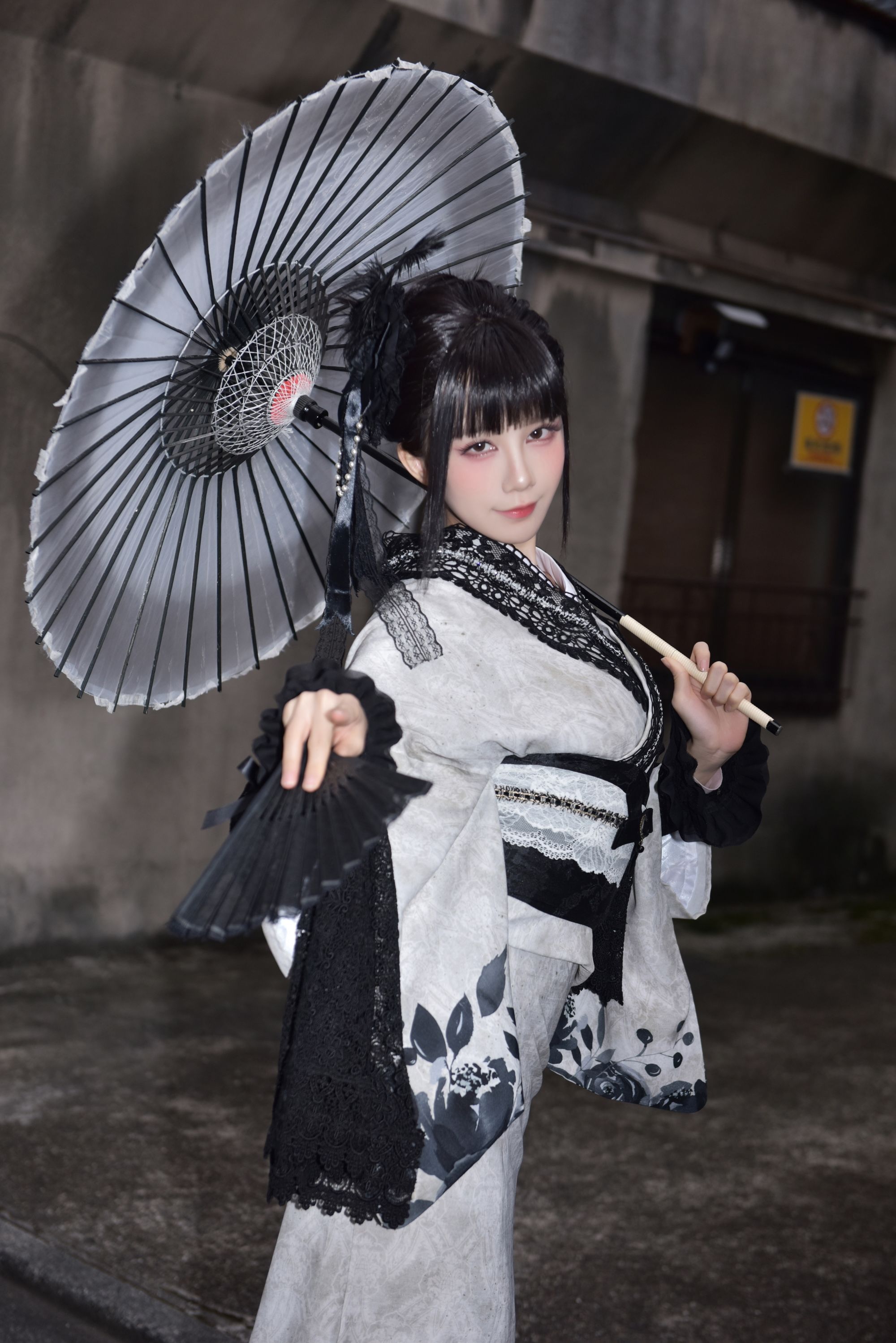 [Cosplay] 水淼aqua - Black Lace Kimono&Lingerie