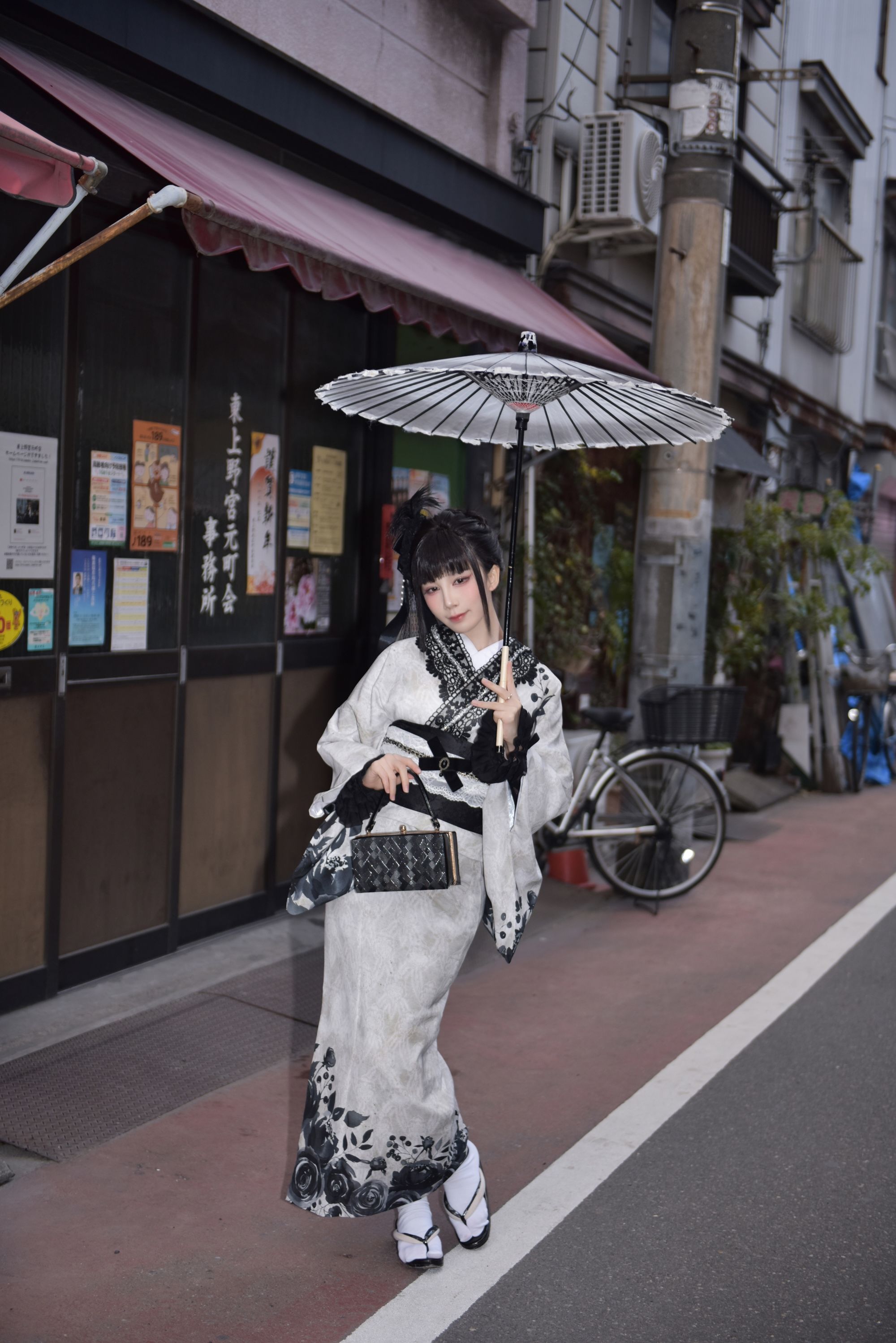[Cosplay] 水淼aqua - Black Lace Kimono&Lingerie