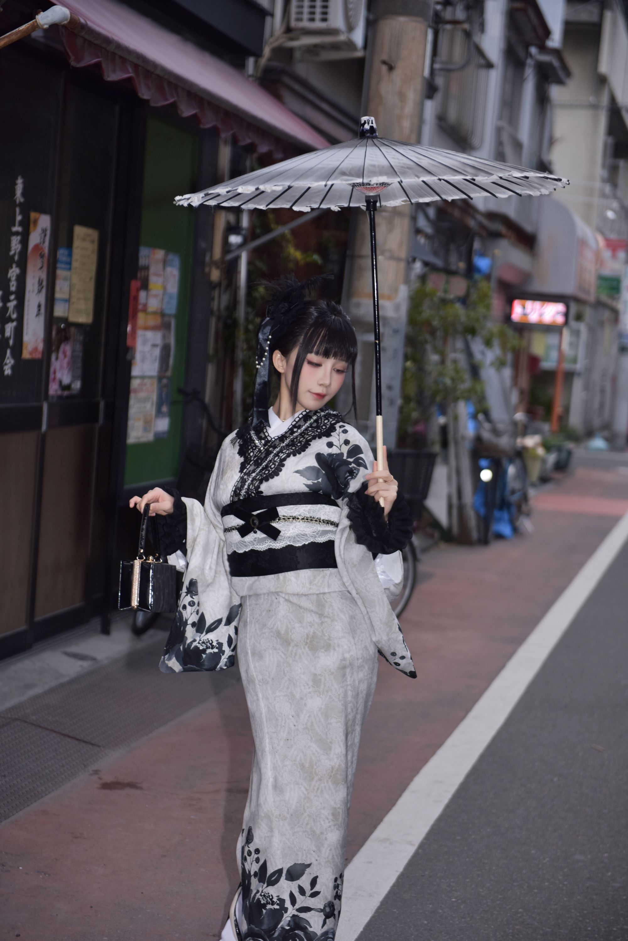 [Cosplay] 水淼aqua - Black Lace Kimono&Lingerie