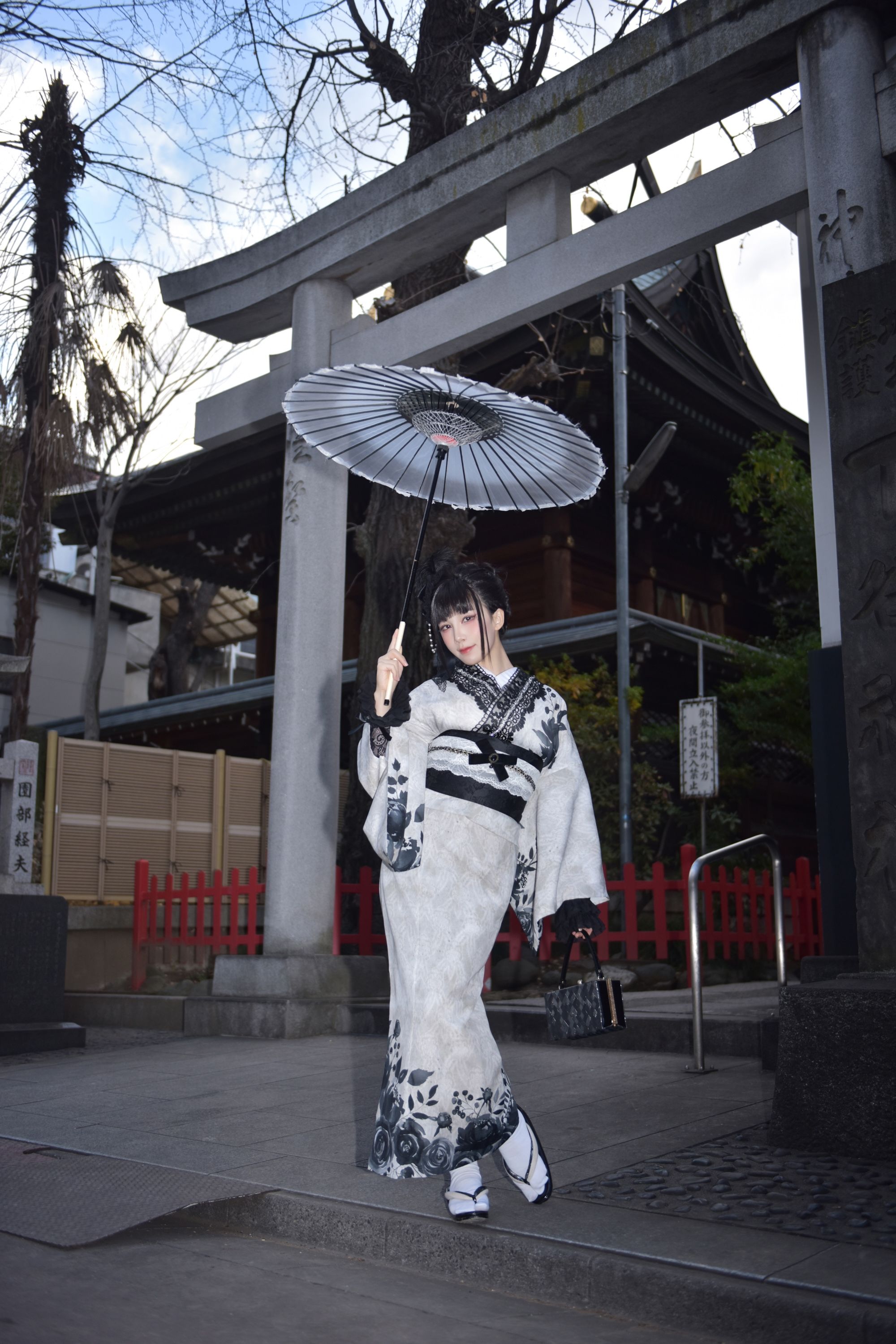 [Cosplay] 水淼aqua - Black Lace Kimono&Lingerie
