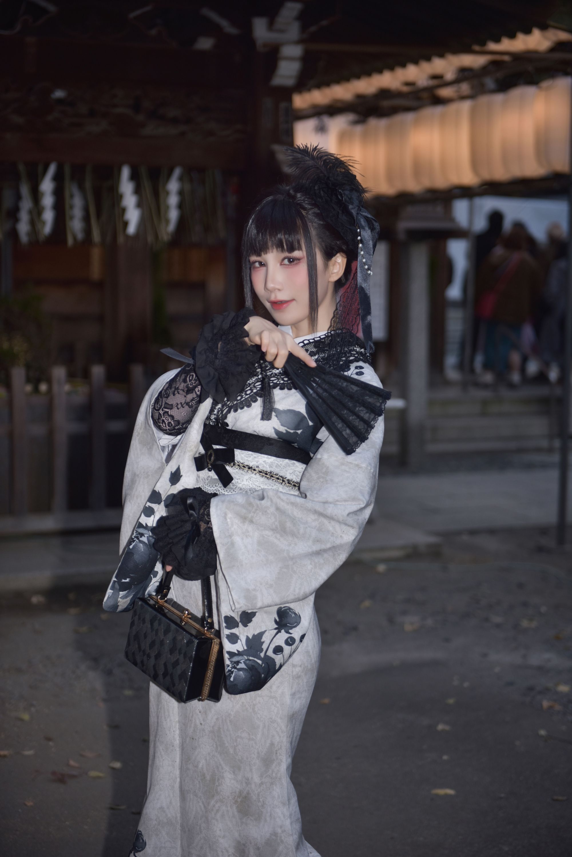 [Cosplay] 水淼aqua - Black Lace Kimono&Lingerie
