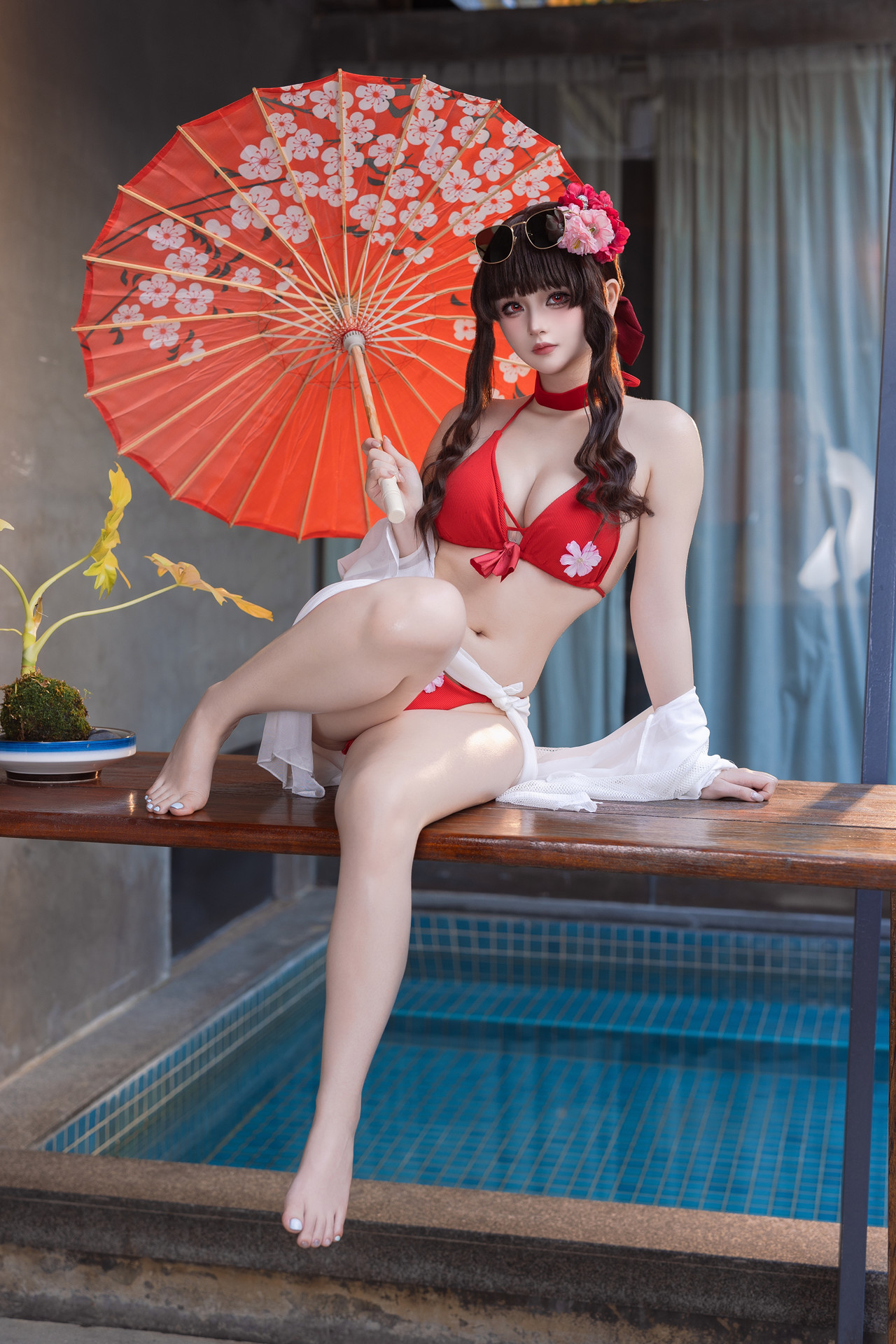 Cosplay 屿鱼 – 樱花泳装 Set.01