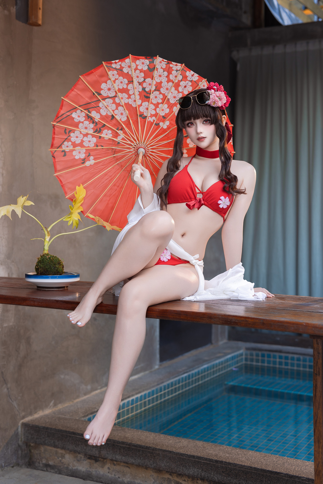 Cosplay 屿鱼 – 樱花泳装 Set.01