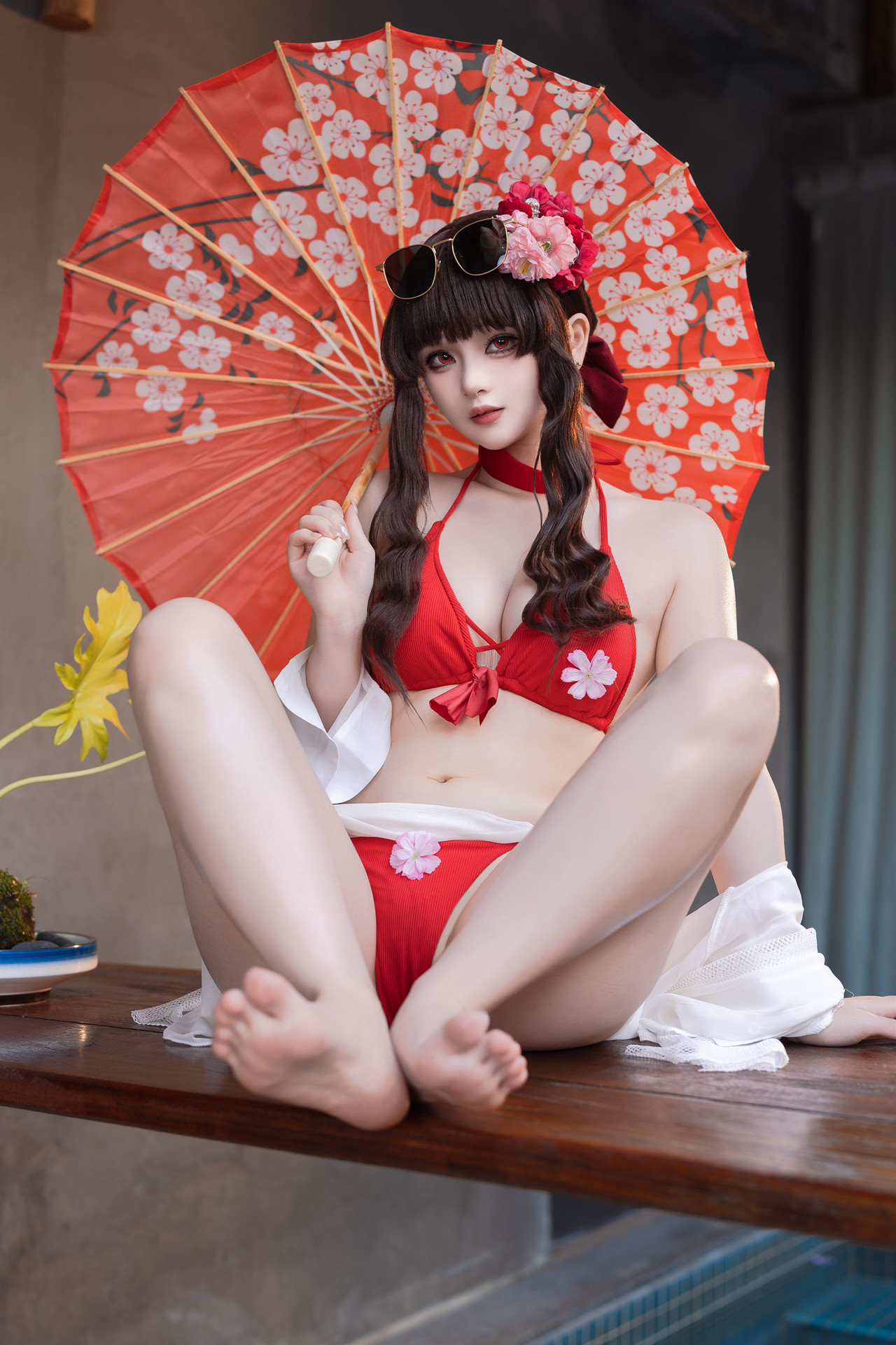 Cosplay 屿鱼 – 樱花泳装 Set.01