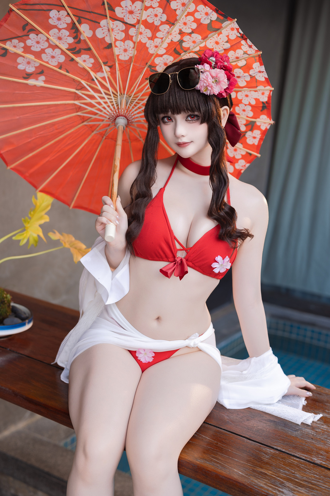 Cosplay 屿鱼 – 樱花泳装 Set.01